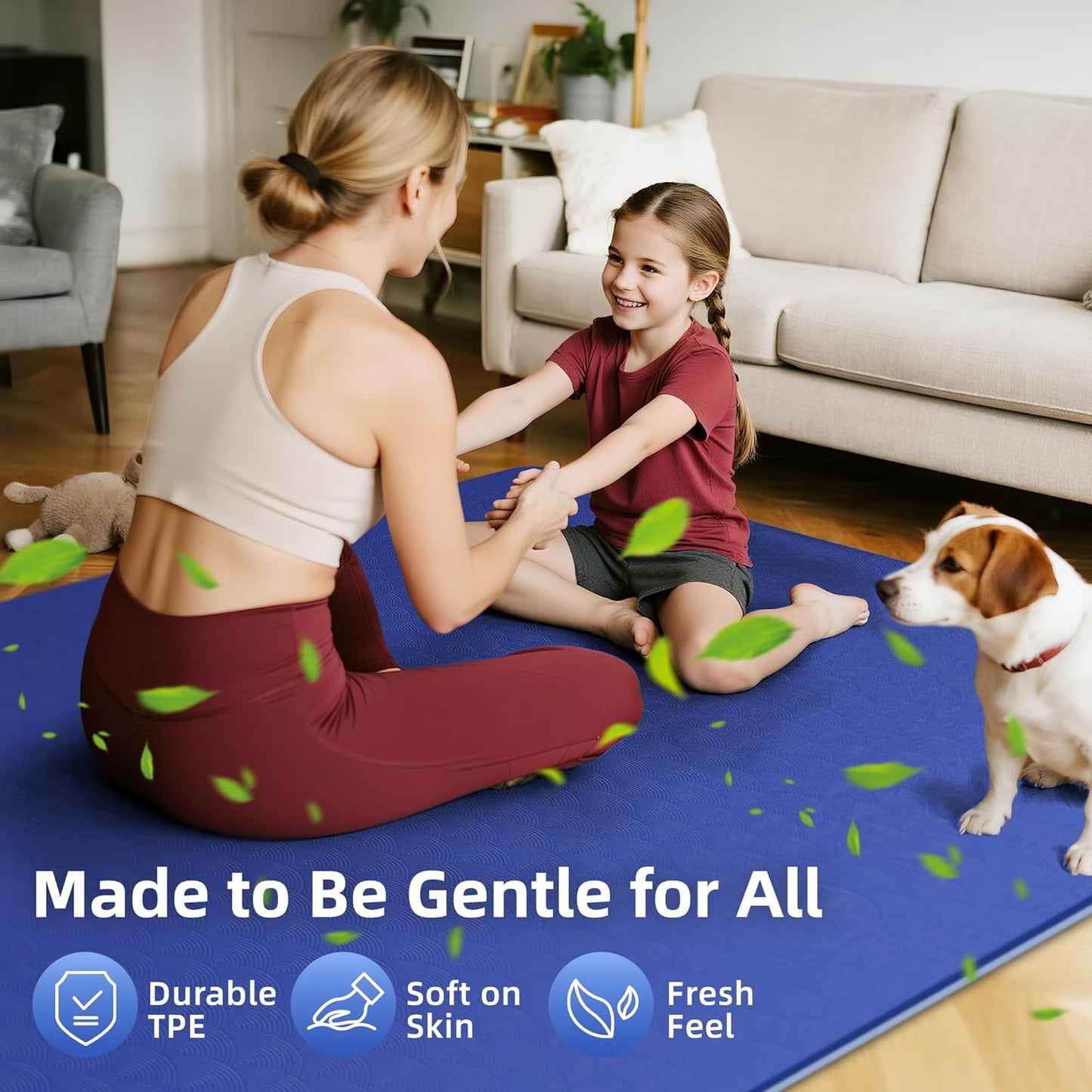 Extra Large Yoga Mat - 72"x35", 72"x48", 78"x57" - Wide TPE Exercise Mat for Home, Stretching, Couples & Family Workouts - 6-12mm Thick, Non-Slip & Waterproof - with Carry Bag and Straps