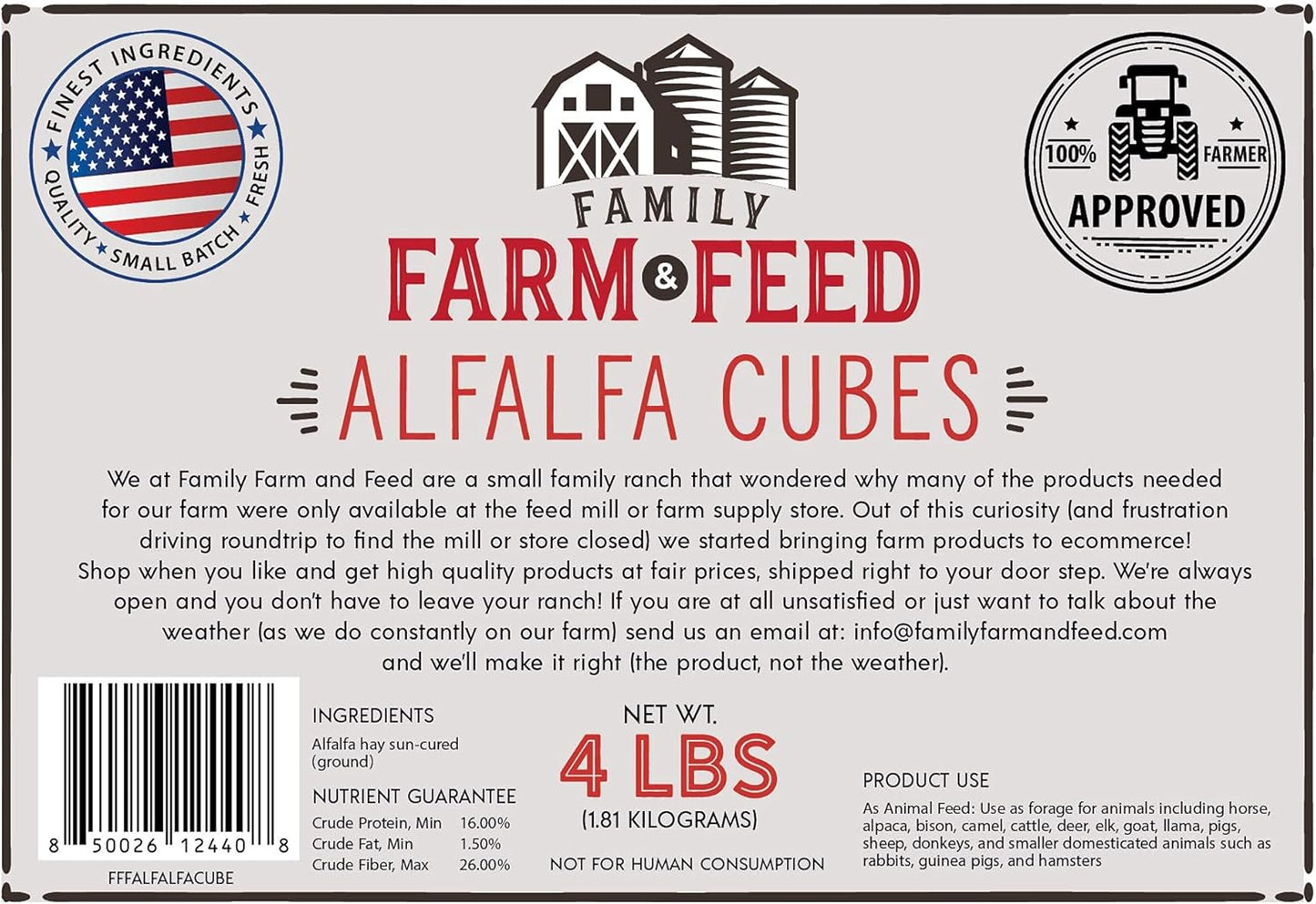 | Alfalfa Hay Food | Small Pet | Young and Adult | Cubes | 4 Pounds