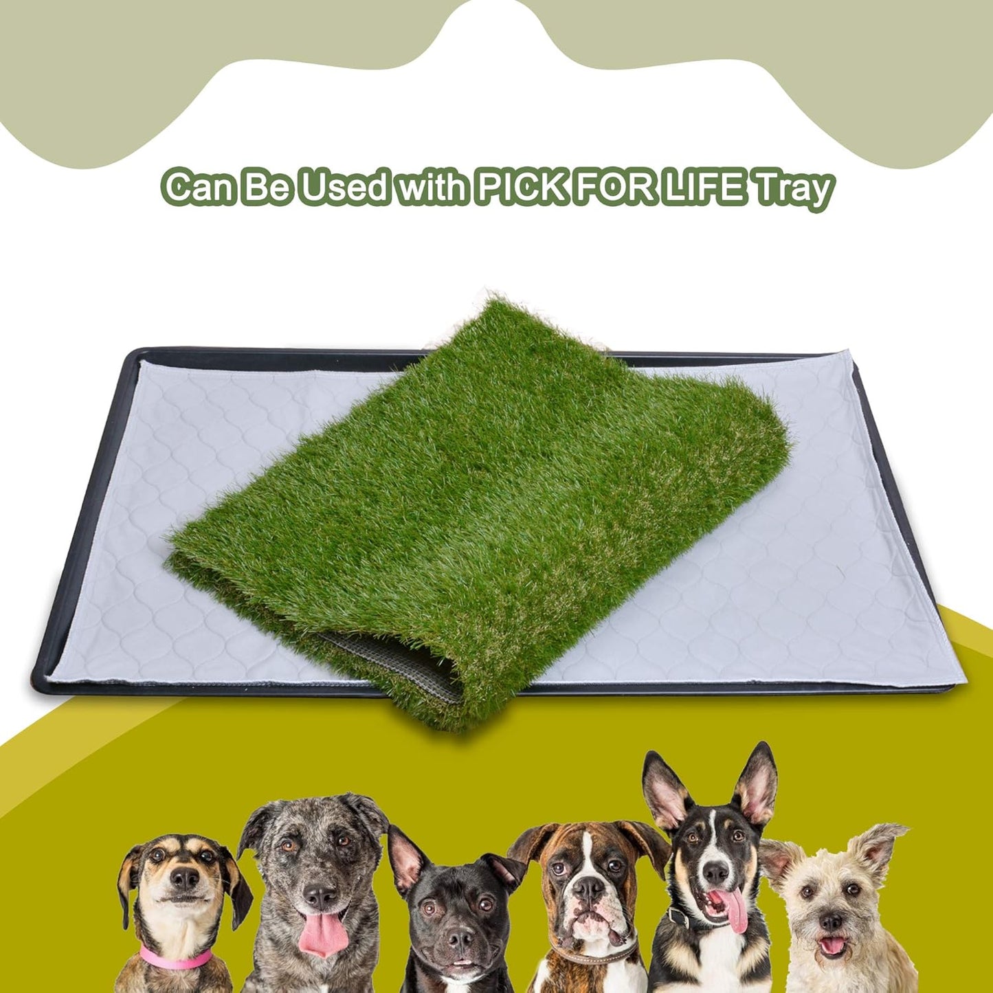 Dog Grass Large Potty Patch, Artificial Dog Grass Bathroom Turf for Pet Training, Washable Puppy Pee Pad, Perfect Indoor/Outdoor Portable Potty Pet Loo (Replacement Grass for 41"X26.8" Tray)
