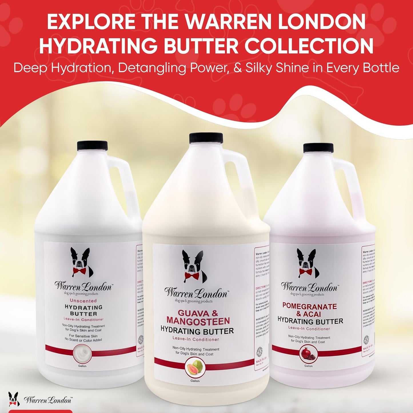 Warren London - Hydrating Butter and Leave-in Conditioner for Dogs Skin and Coat - Pomegranate & Acai - 1gal