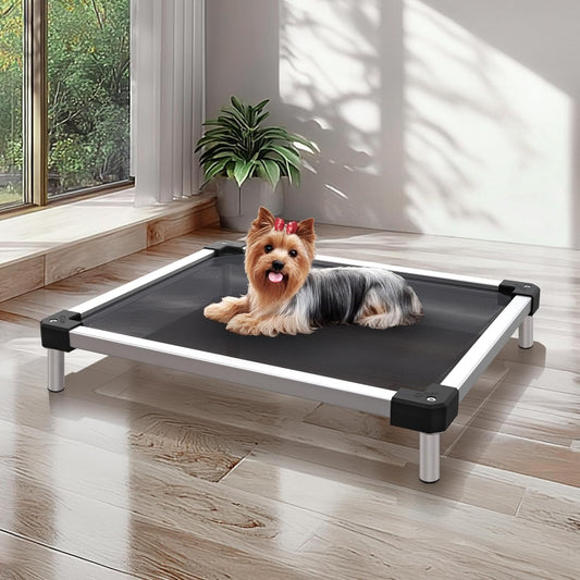 FXW TitanNest Chew-Proof Elevated Dog Bed, Raised Cot for Indoor/Outdoor/Camping Use, Durable & Waterproof Cooling Pet Bed for Toy Dogs, 23.0" L x 17.0" W x 4.5" H, Black