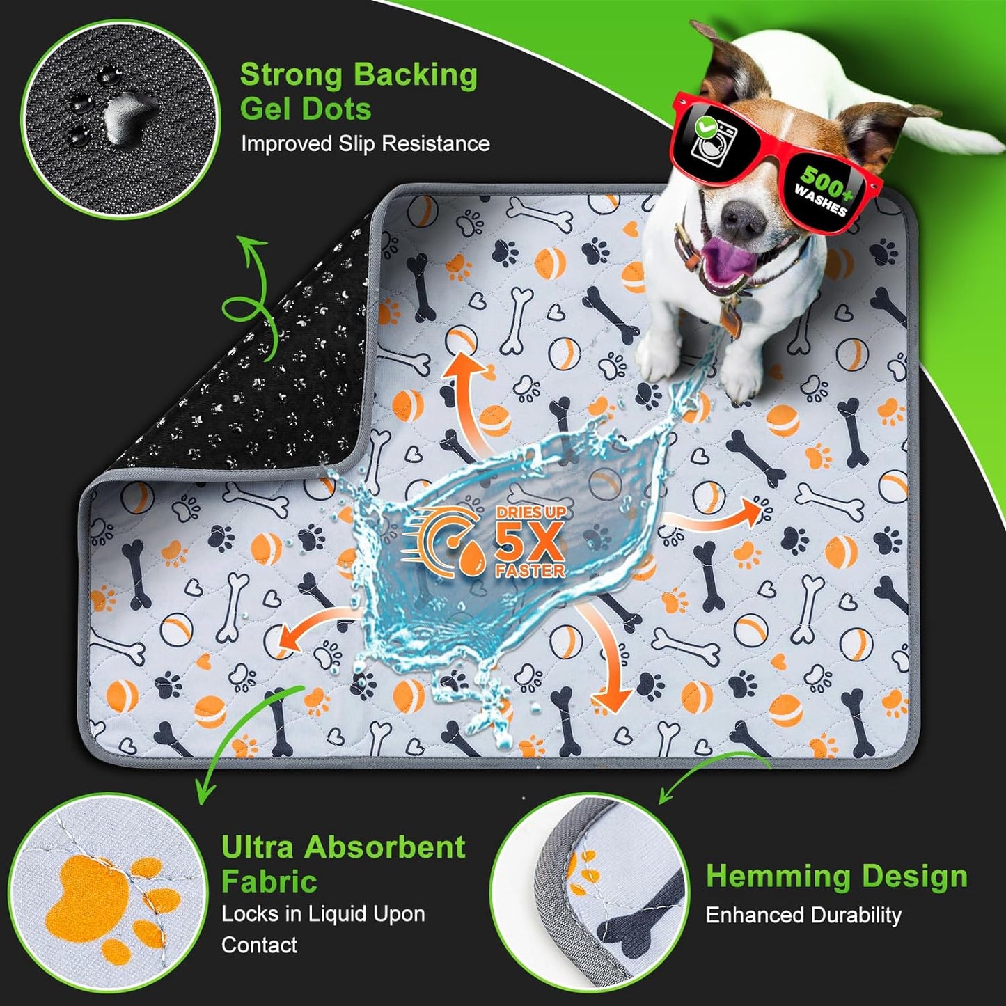 Hompet Dog Grass Pad with Tray Large, 41"x27", 2 Reusable Artificial Turf for Dogs Potty, Waterproof Non-Slip Washable Pee Pads, Quickly Absorbency Portable Dog Litter Box for Indoor/Outdoor Use