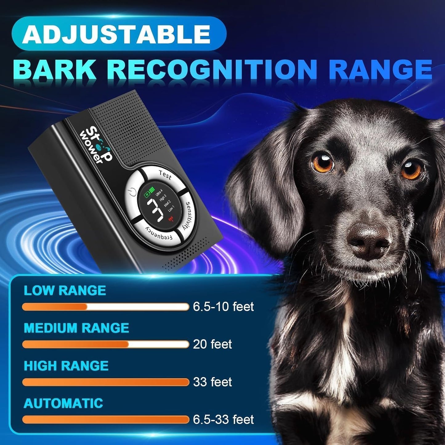 Dog Training & Behavior Aids,Anti Barking Device and Dogs Bark Control Device of 33ft Range,Dog Barking Deterrent with 3 Levels,Outdoor Dogs Barking Control Device with Waterproof