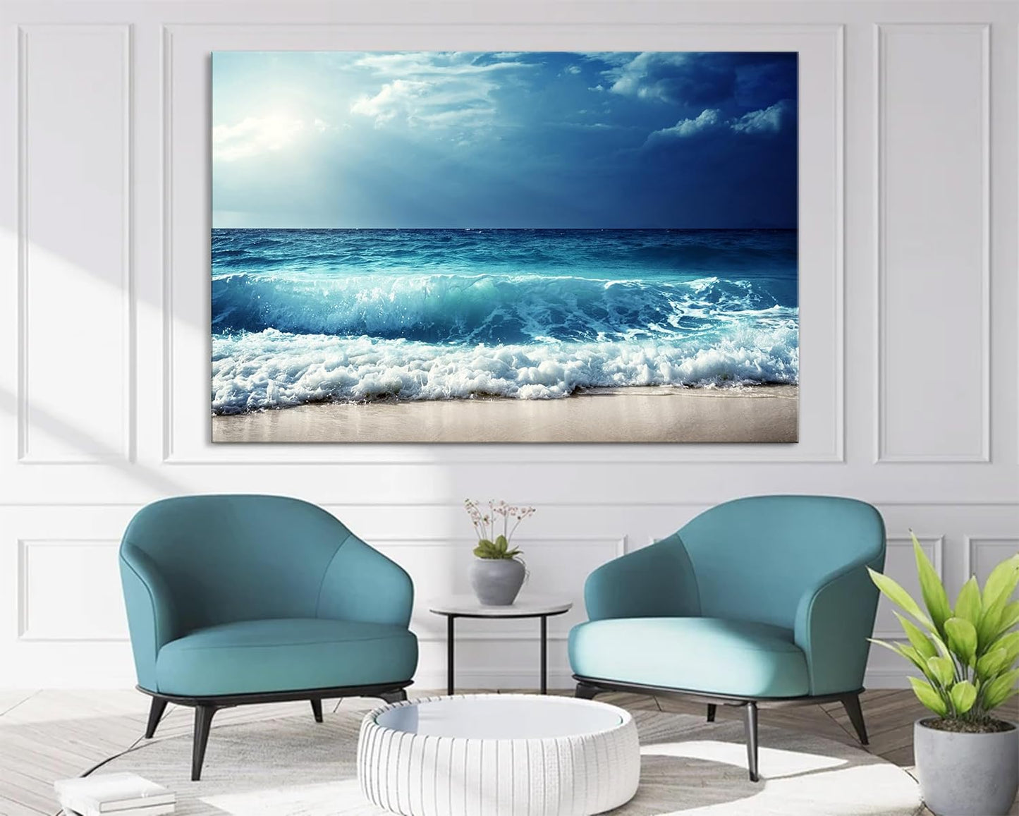 Nature Wall Art Prints - Ocean Forest Mountain Lake Canvas Landscapes - Small to Extra Large Living Room Bedroom Kitchen Bathroom Décor (Summer Ocean Beach, 28L" x 41W")