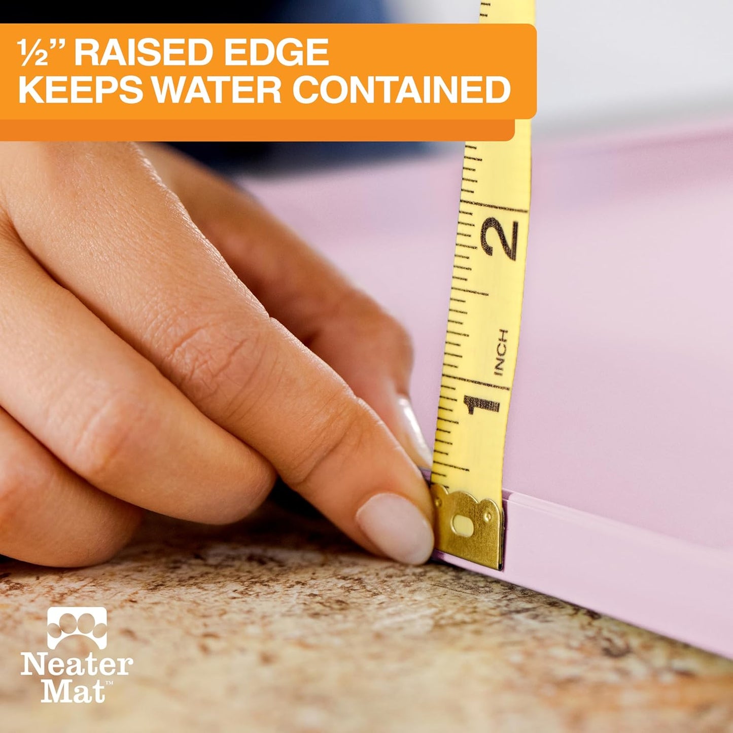 Neater Pet Brands Neater Mat Pet Mats for Food and Water, Cat & Dog Bowl Mat Waterproof Silicone, Feeding Tray, Dog Food Mats for Floors, Placemat w/Raised Edge for Under Bowls, 32" x 24", Light Pink