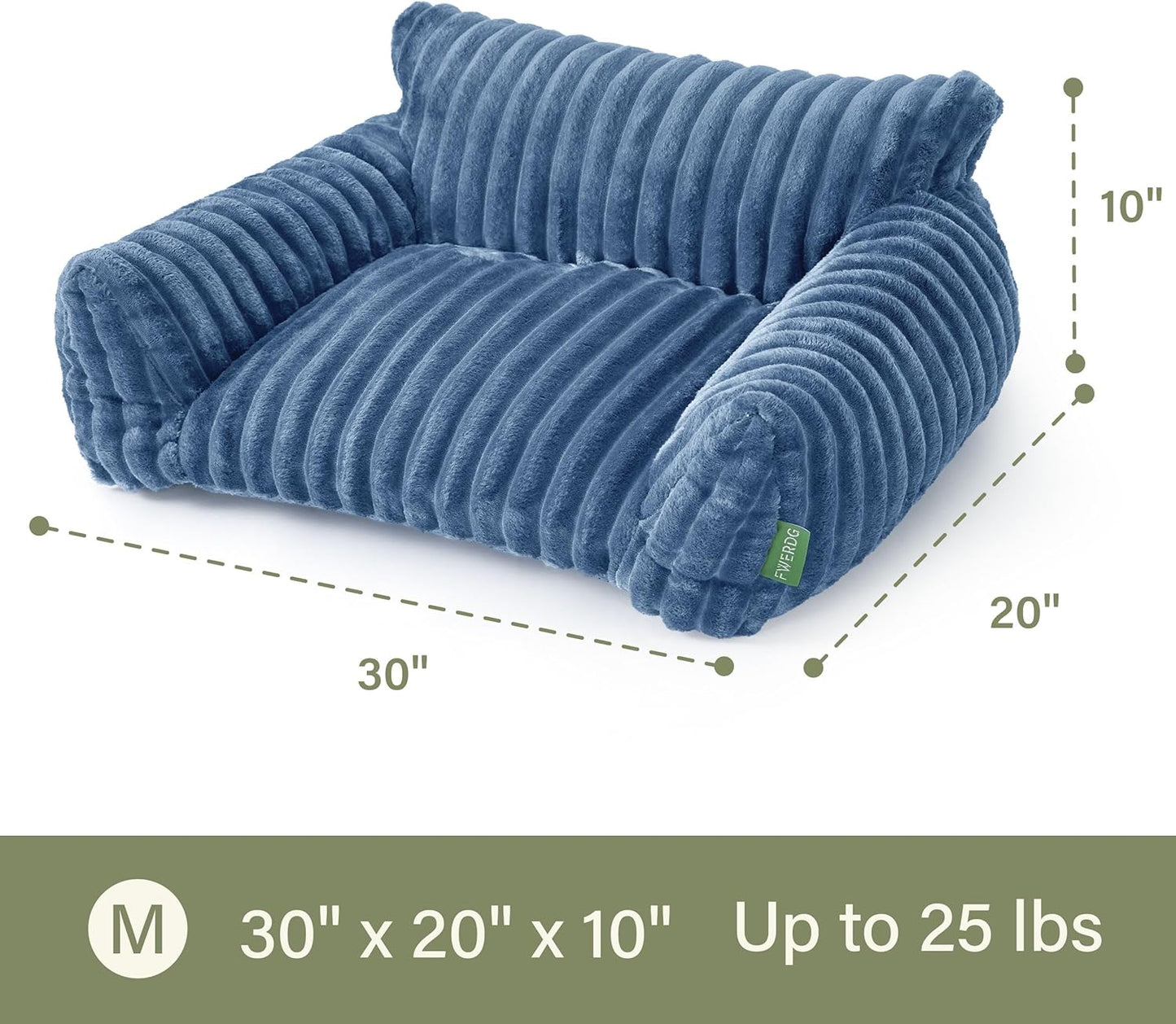Cute Couch Bed for Pets, Supportive Cat Sofa for Indoor Cats, Medium Dog Sofa Bed for Medium Dogs, Blue, 30 inches