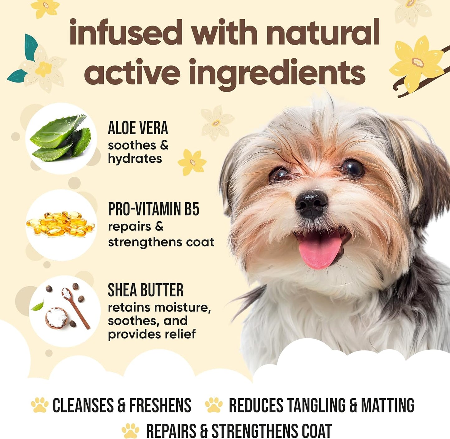 Vanilla & Shea Butter Dog Shampoo - (16.90oz) Itch Relief & Dog Shampoo Sensitive Skin Care, Dog Shampoo and Conditioner, Premium Dog Grooming Supplies for All Breeds