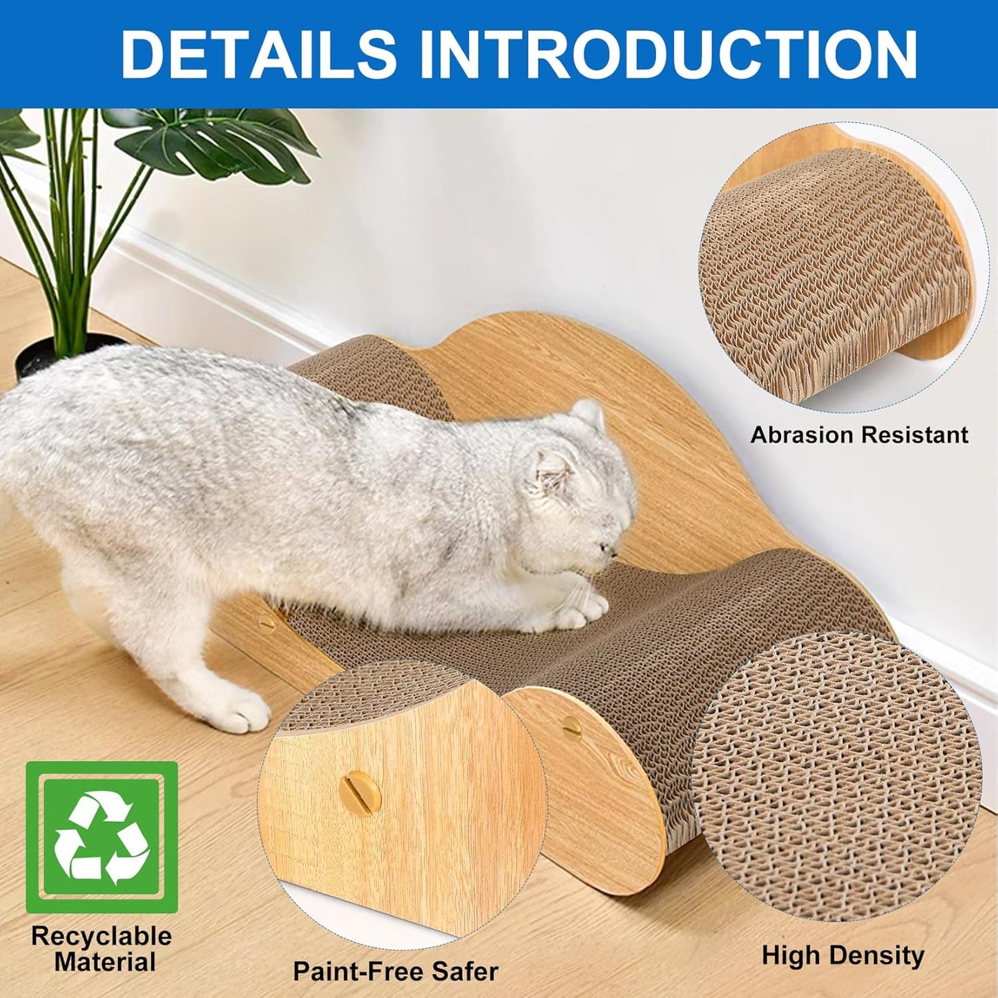 Cat Scratcher Cardboard, Scratching Pad House Bed Furniture Protector, Infinity Shape, Curved (Wood, Round Sofa)