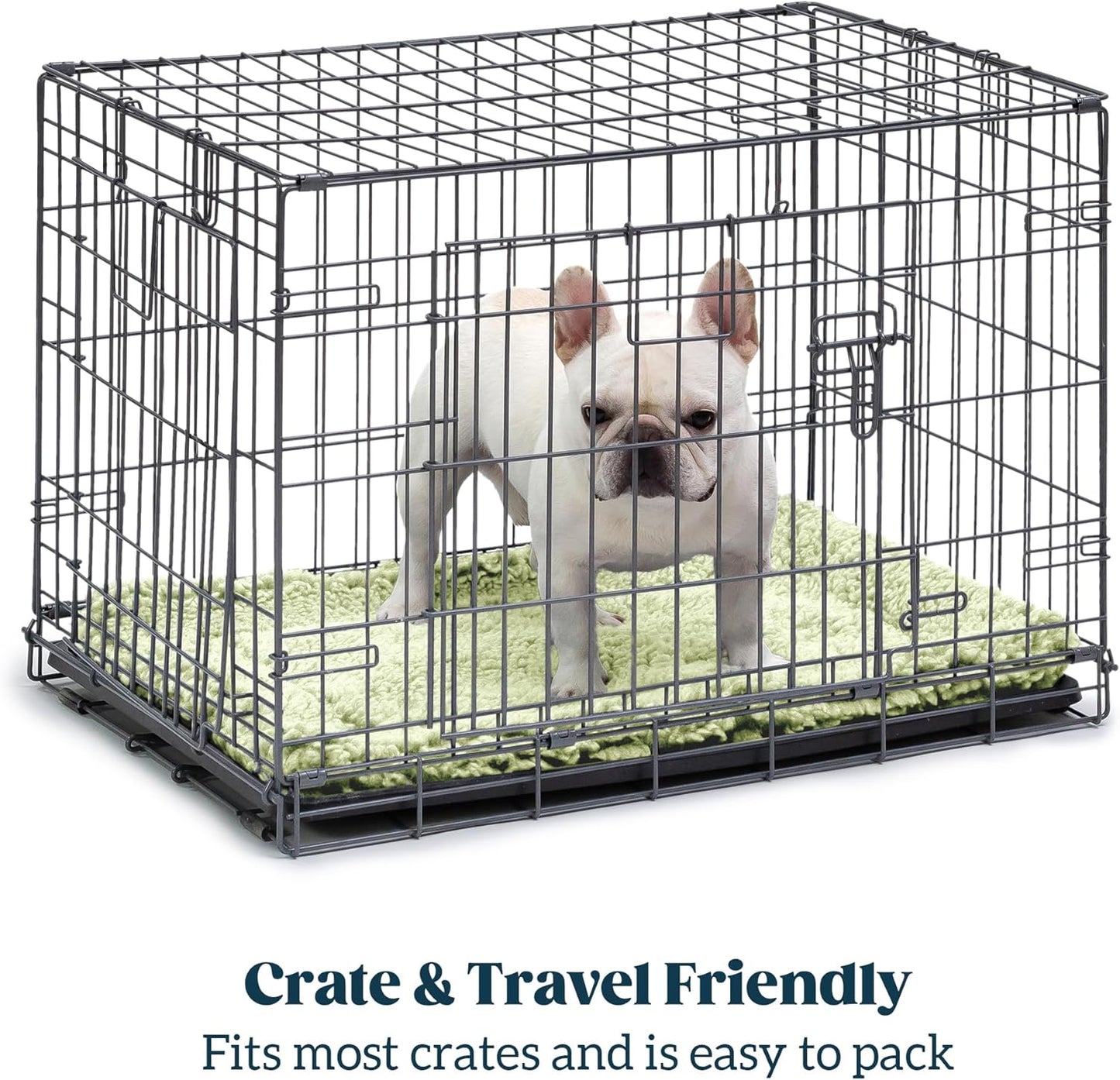 Stoutwool Indestructible Dog Bed - Fluffy Chew Proof Dog Crate Pad - Tough Kennel Pad for Aggressive Chewers - Washable, Ideal for Jumbo Breeds & Fits 54-Inch Crate - 53"x35", Gleam