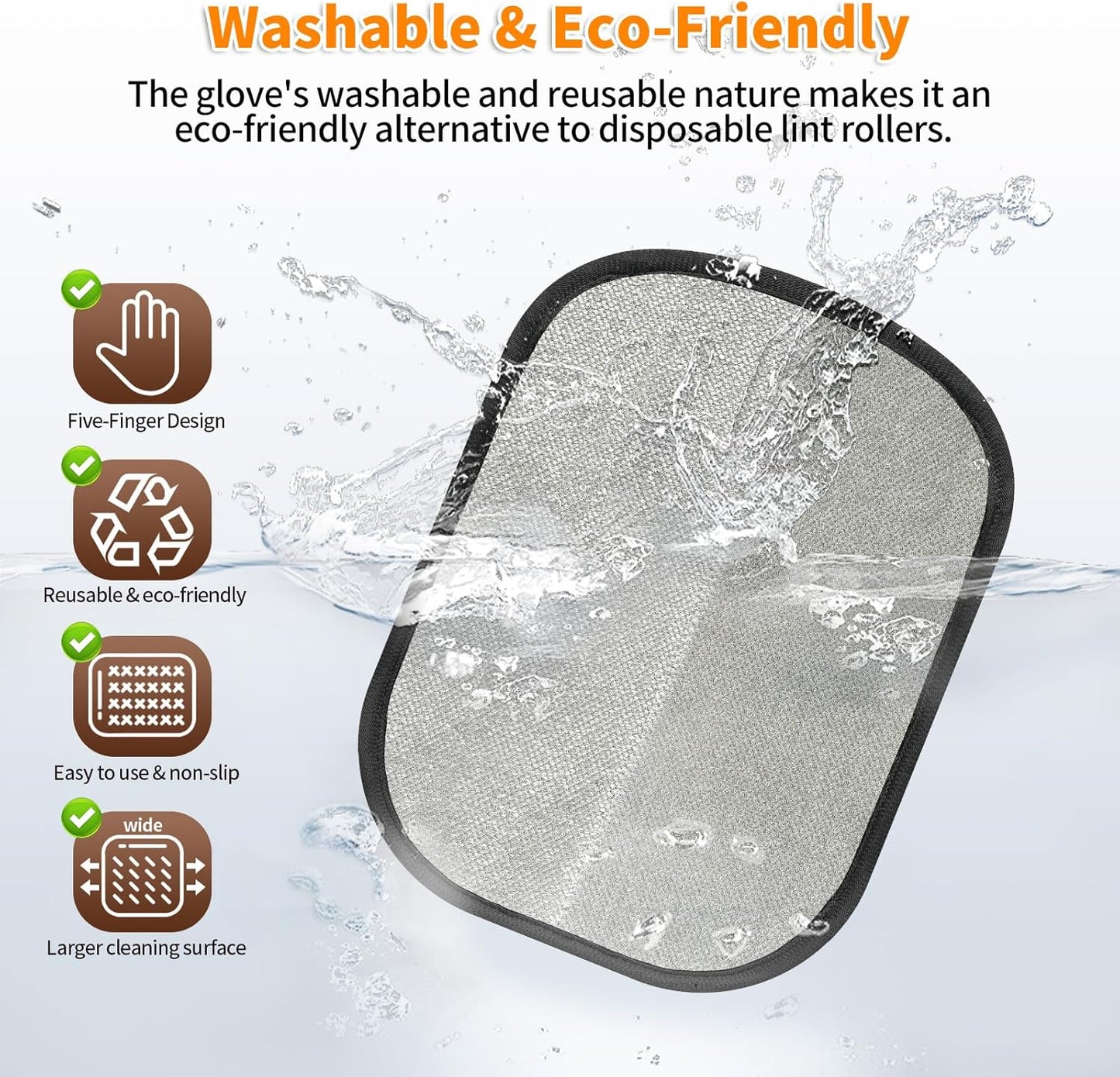 2Pcs Pet Hair Removal Glove for Cats & Dogs, 2025 Newly Upgraded Five-Finger Electrostatic Pet Hair Gloves, Reusable Pet Hair Remover Tool for Couch, Clothing, Car Seat,Carpet