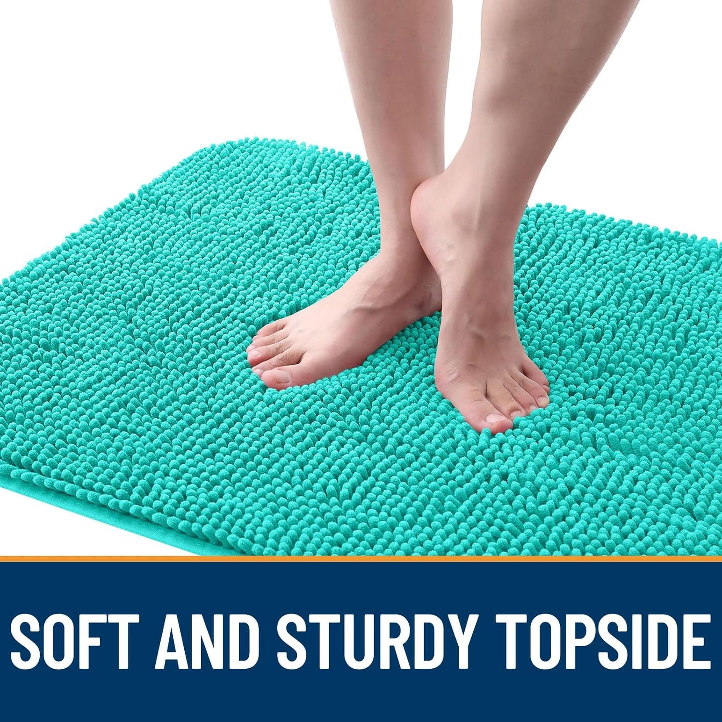 OLANLY Dog Door Mat for Muddy Paws 70x24, Absorbs Moisture and Dirt, Absorbent Non-Slip Washable Doormat, Quick Dry Chenille Mud Mat for Dogs, Entry Indoor Entryway Carpet for Inside Floor, Teal