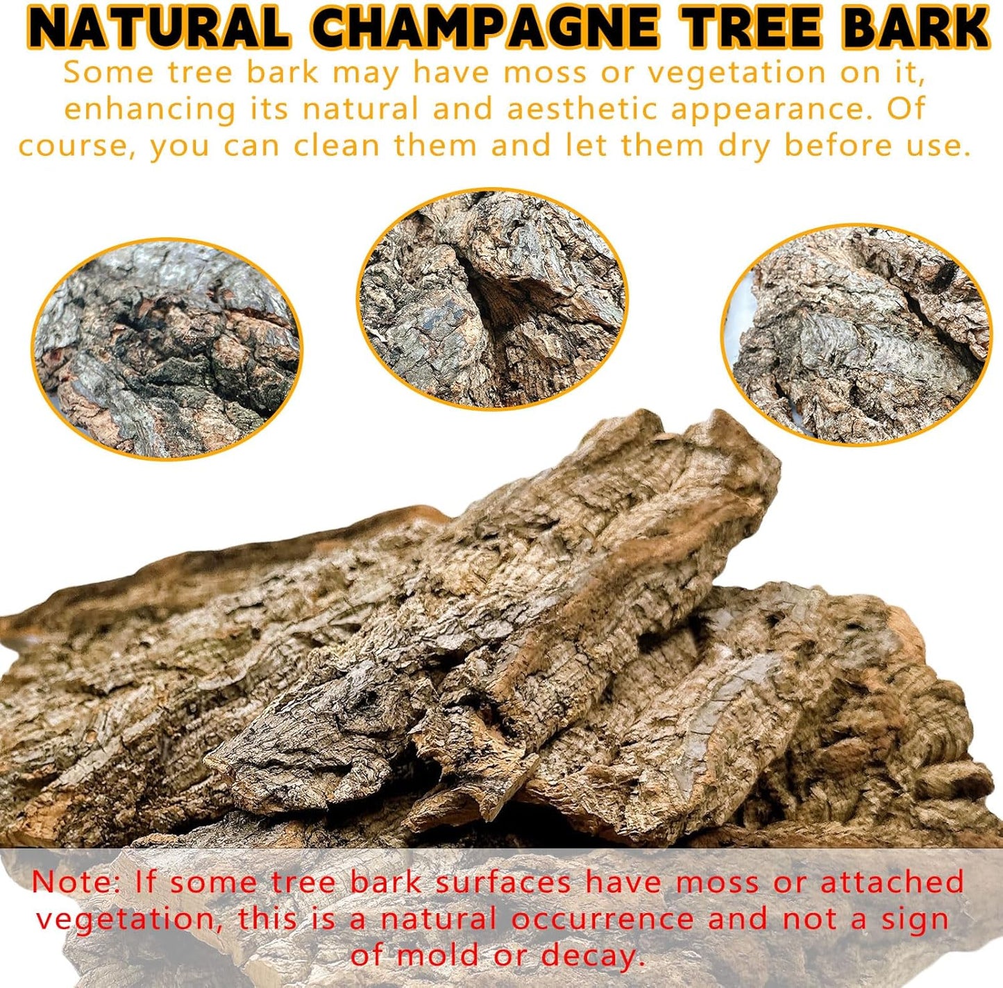BNOSDM Reptile Terrarium Bark Substrate Bedding Tortoise Natural Cork Bark Reptile Climbing Mat Habitat Decor for Lizard Snake Spiders Hermit Crabs Tarantula Geckos Bearded Dragons (1.4 LB)