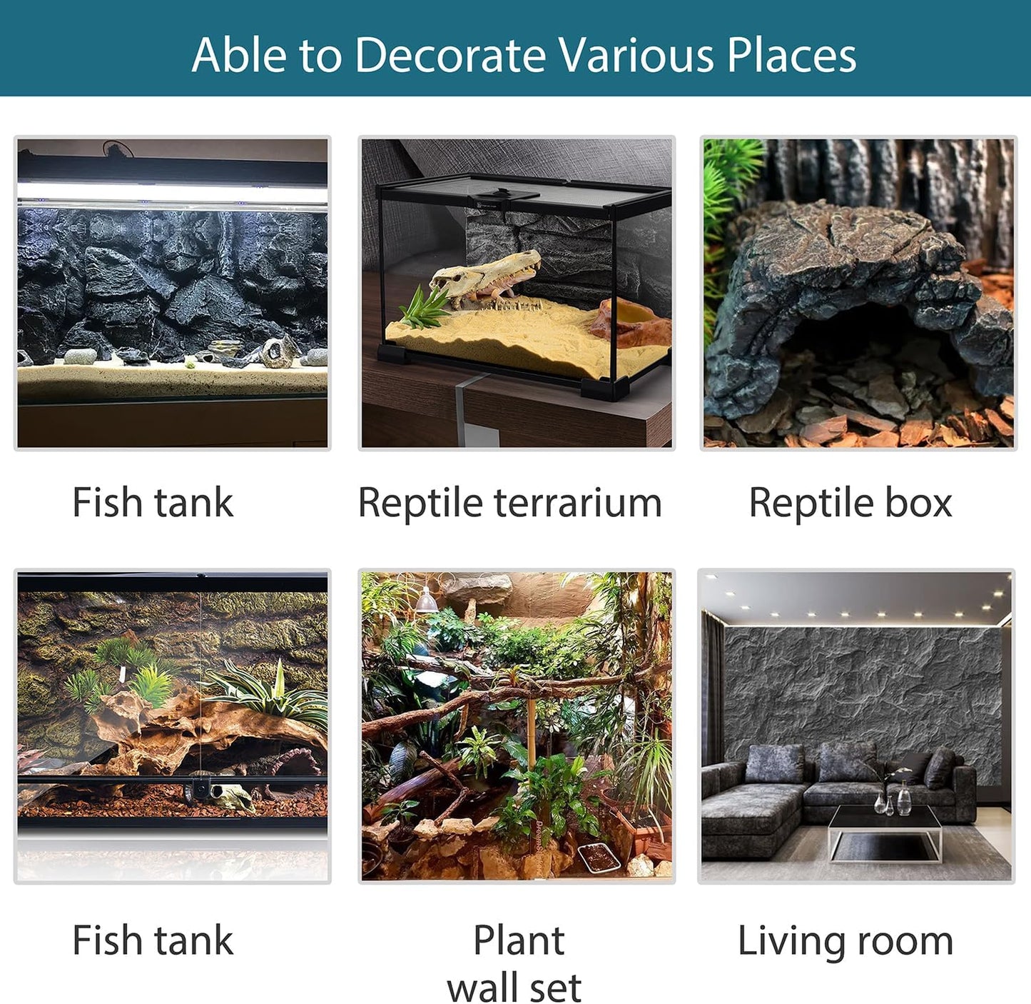 4pcs Rock Terrarium Background,3D Reptile Tank Background Board,Amphibian Stereo Backdrop Wall,Lizard Snake Gecko Spider Chameleon Turtle Fish pet silo Background Decorative Panel