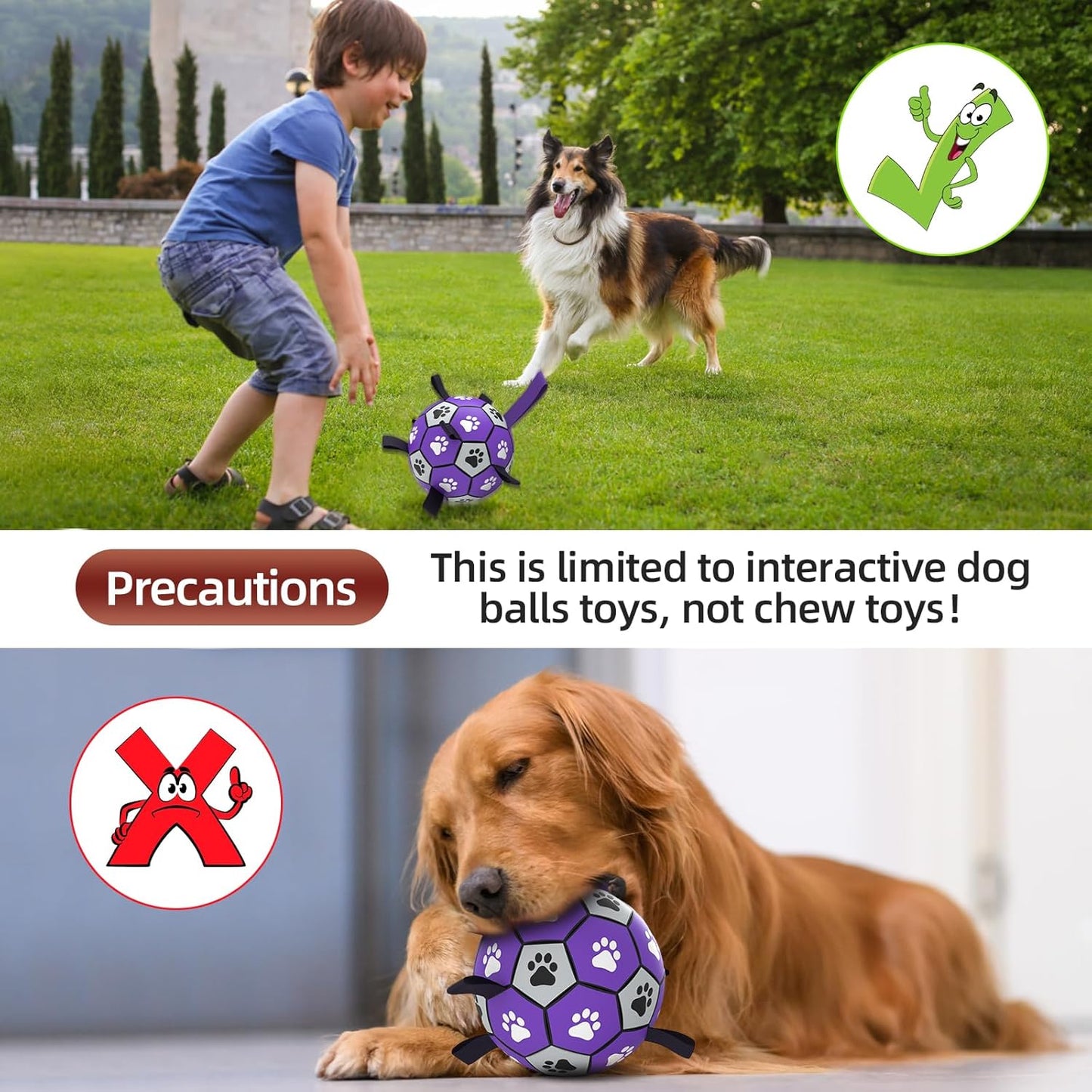 QDAN Dog Toys Soccer Ball with Straps - Dog Water Toy, Puppy Birthday Gifts, Durable Dog Balls for Small Medium Dogs （6 Inch）