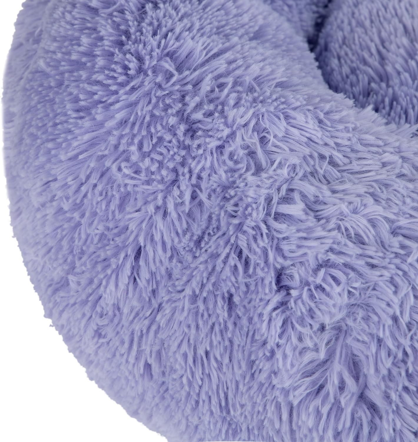 Best Pet Supplies Round Donut Dog Bed with Plush Faux Fur Fabric, Calming, Anti-Anxiety Cushion for Indoor Pets, Slip-Resistant Base, Soft Ergonomic Support - Lavender, 30x30x8''