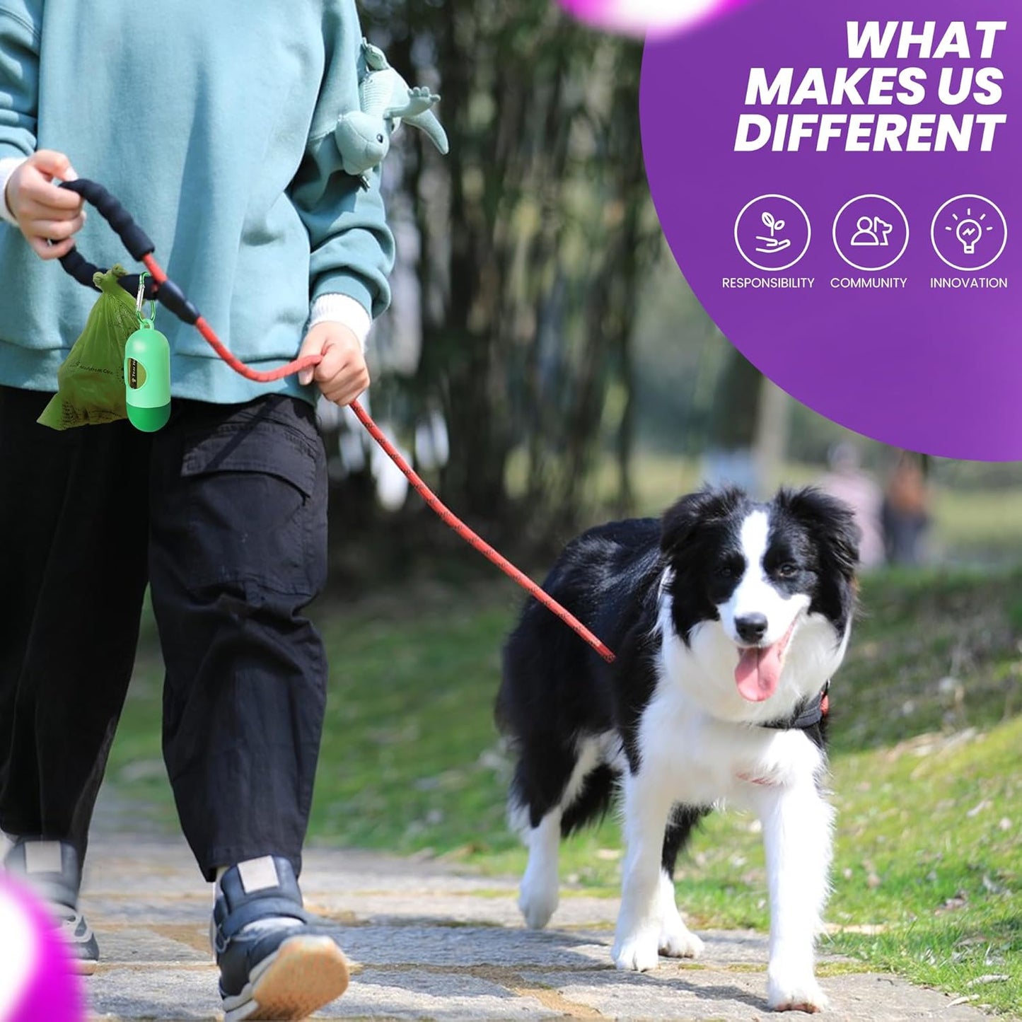 Dog Poop Bags-150 Counts with Holder (10 Rolls), Biodegradable Poop Bags, Eco-friendly and Easy to Open, Thick Dog Waste Bags (Green)