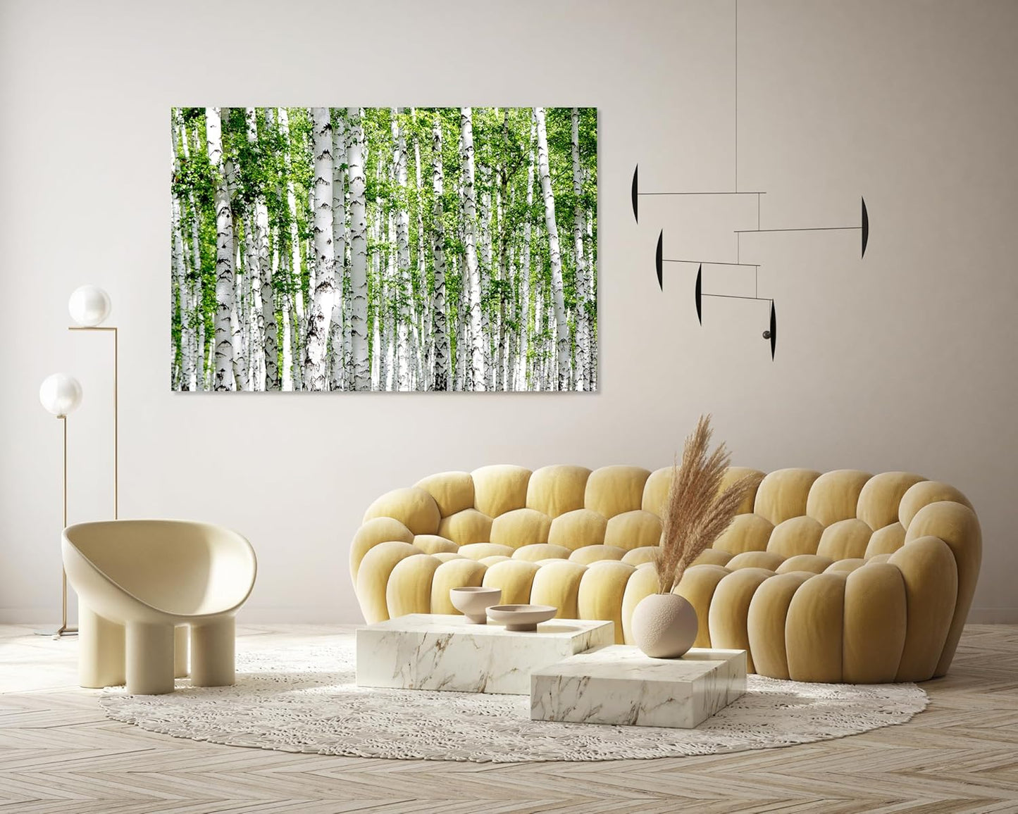 Nature Wall Art Prints - Ocean Forest Mountain Lake Canvas Landscapes - Small to Extra Large Living Room Bedroom Kitchen Bathroom Décor (Green Brich Trees, 20L" x 30W")