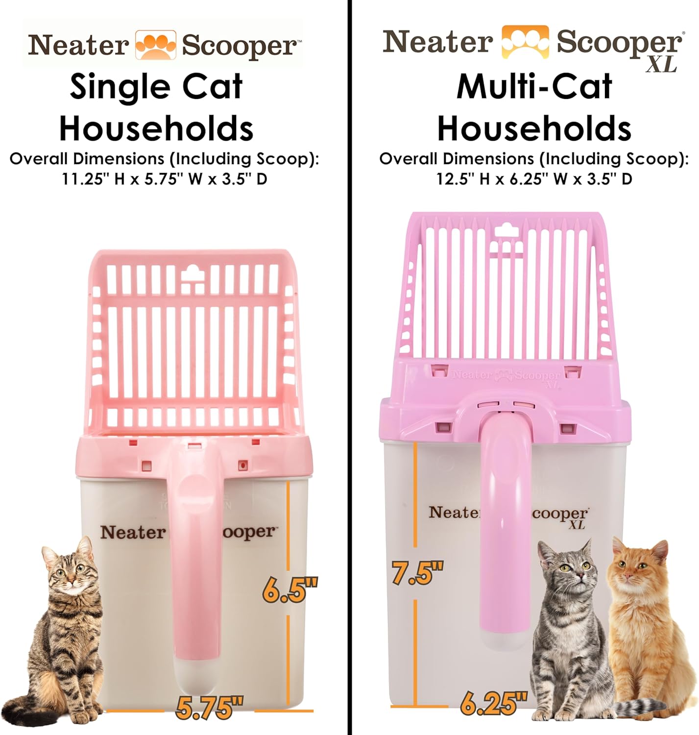 Neater Pet Brands Neater Scooper Standard Cat Litter Scoop, 195 Refill Bags – Mess-Free Cat Litter Scooper with Bag, Spill-Proof Kitty Box Sifter, Bin Doubles as Scoop Holder, For Single-Cat Household