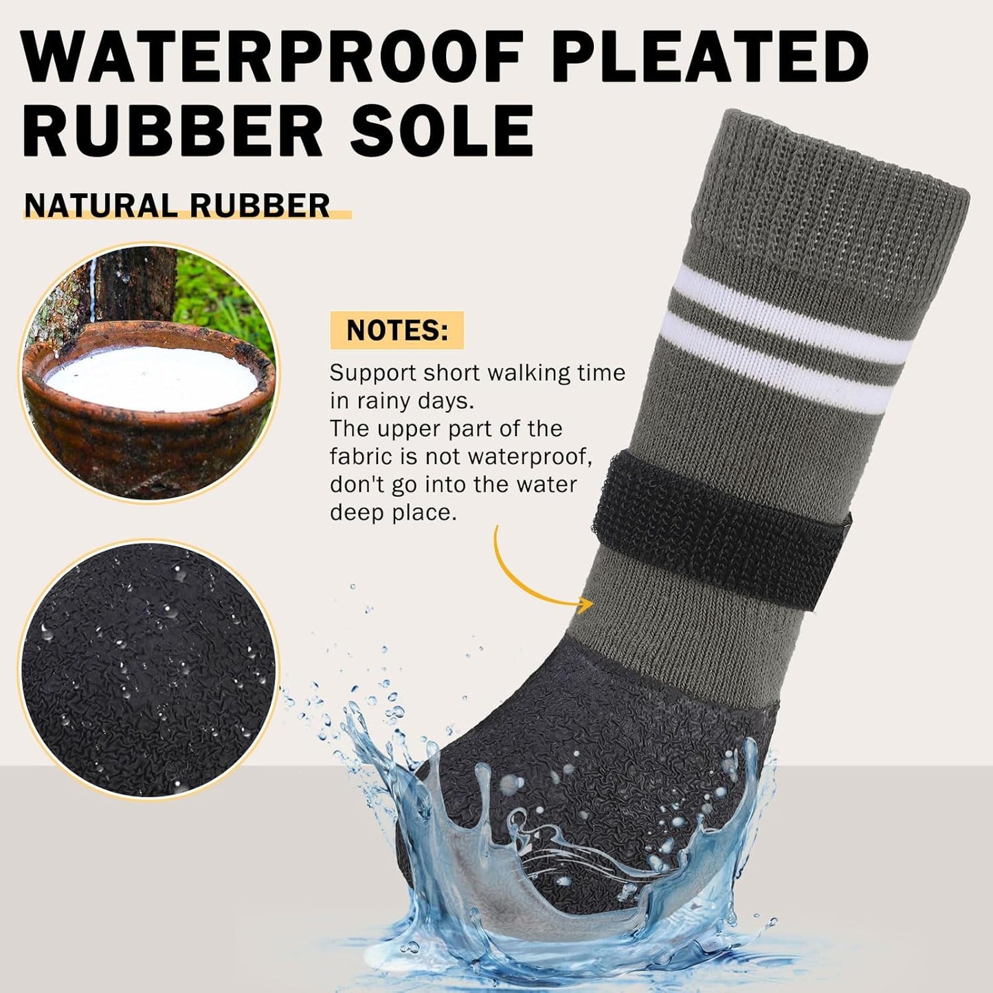 SCENEREAL Anti Slip Dog Boots & Paw Protectors for Hardwood Floor, Extended Dog Socks to Prevent Licking Paws, Waterproof Pet Snow Rain Shoe for Winter Small Puppy Senior Dogs, Grey S