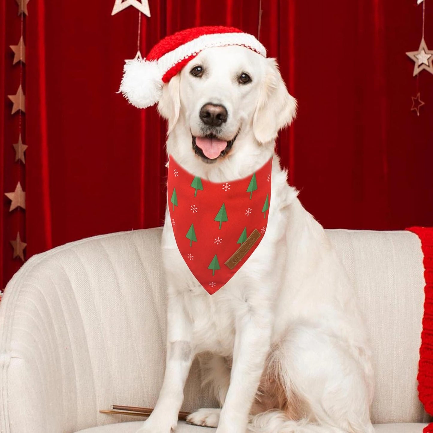 Realeaf Christmas Dog Bandanas 2 Pack, Reversible Red Green Xmas Dog Scarf for Boy and Girl, Premium Durable Fabric, Holiday Bandana for Small Medium Large and Extra Large Dogs (X-Large)