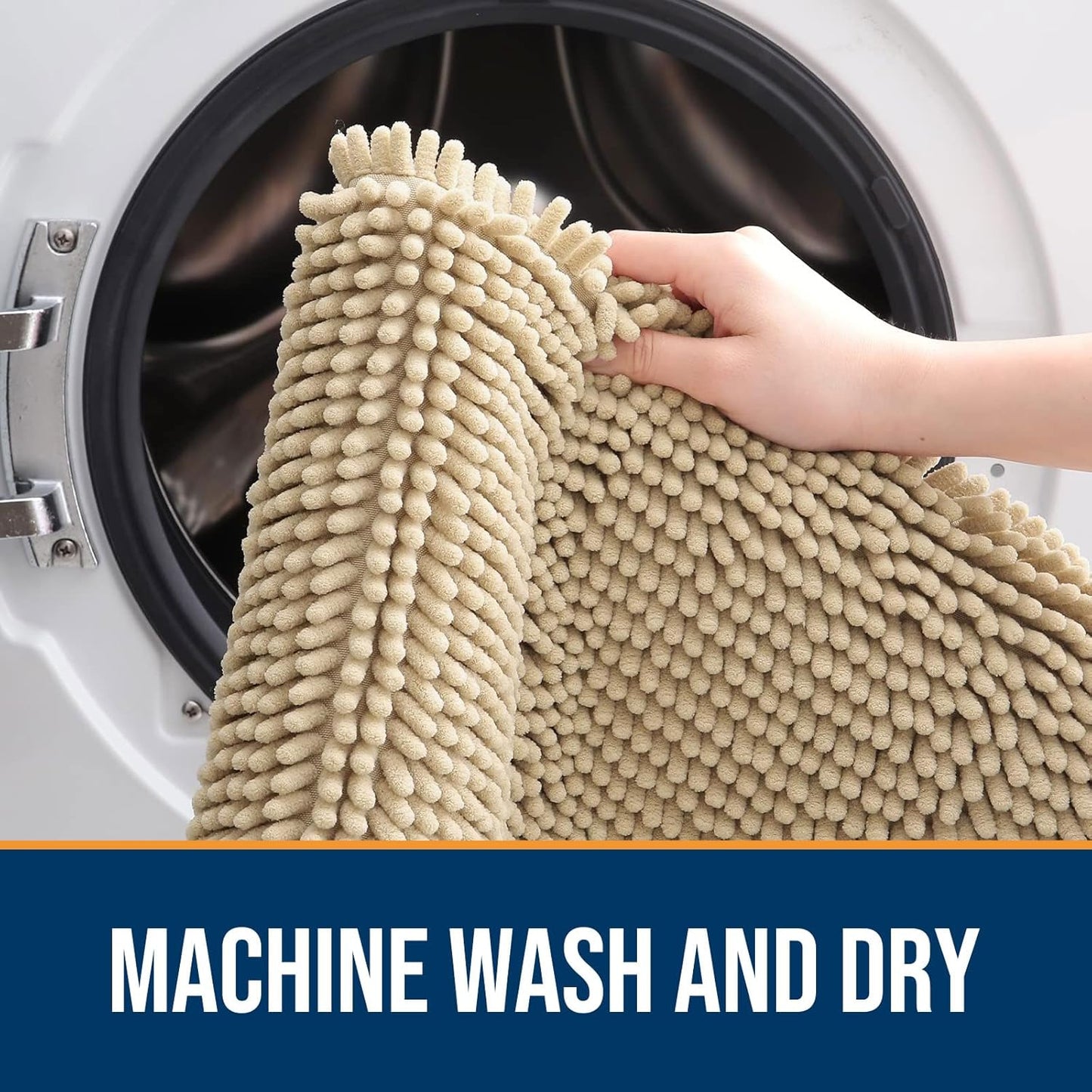 OLANLY Dog Door Mat for Muddy Paws 44x32, Absorbs Moisture and Dirt, Absorbent Non-Slip Washable Doormat, Quick Dry Chenille Mud Mat for Dogs, Entry Indoor Entryway Carpet for Inside Floor, Beige