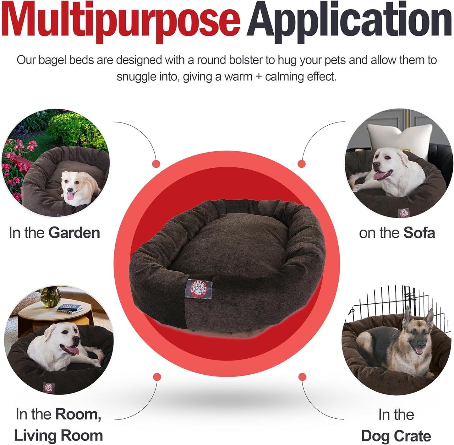 Majestic Pet Villa 24 Inch Shredded Memory Foam Dog Bed for Small Sized Dogs 24x19x7 Inch–Orthopedic Dog Bed - Durable Pet Bed - Washable Small Pet Bed with Head Support-Storm