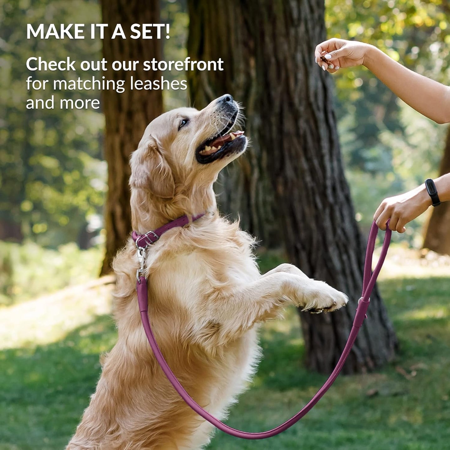 CollarDirect Rolled Leather Dog Collar, Soft Padded Round Puppy Collar, Handmade Genuine Leather Collar Dog Small Large Cat Collars 13 Colors (15-19 Inch, Pink Smooth)