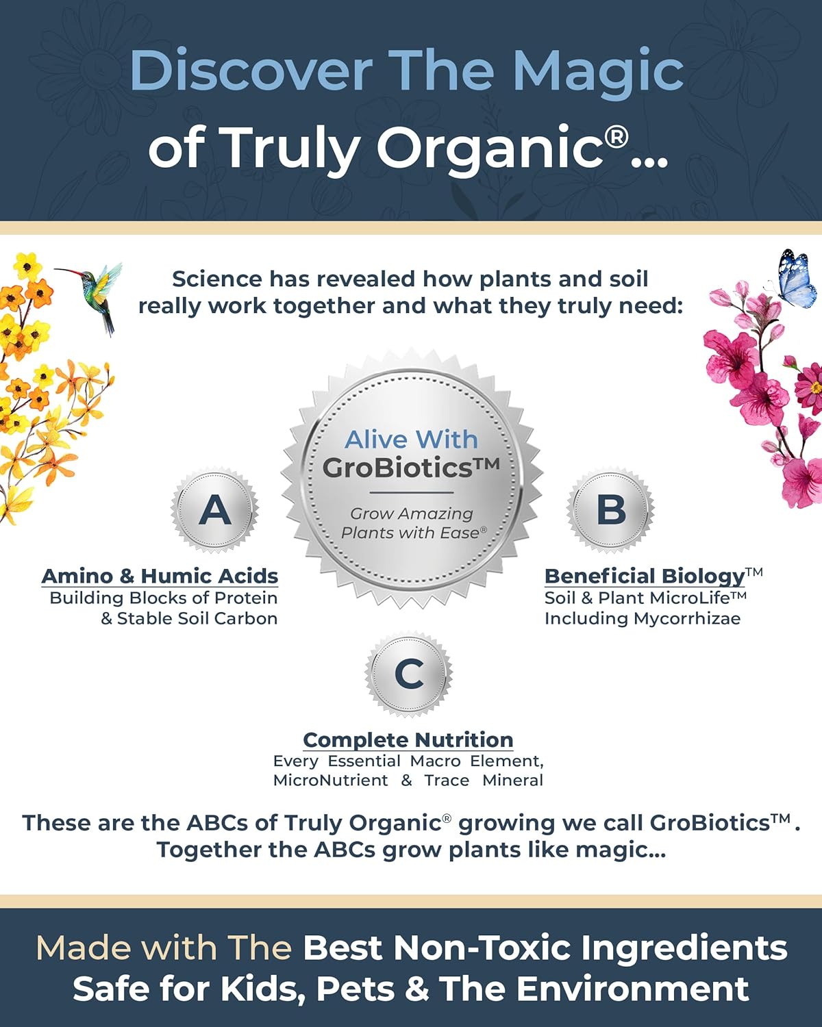 Organic Plant Magic - Truly Organic™ Easy to Use Soluble Plant Food Shaker: All-Purpose Fertilizer Concentrate for All Flower Vegetable Herb Fruit Tree Indoor Garden & House Plants [Two 3 oz Shaker]