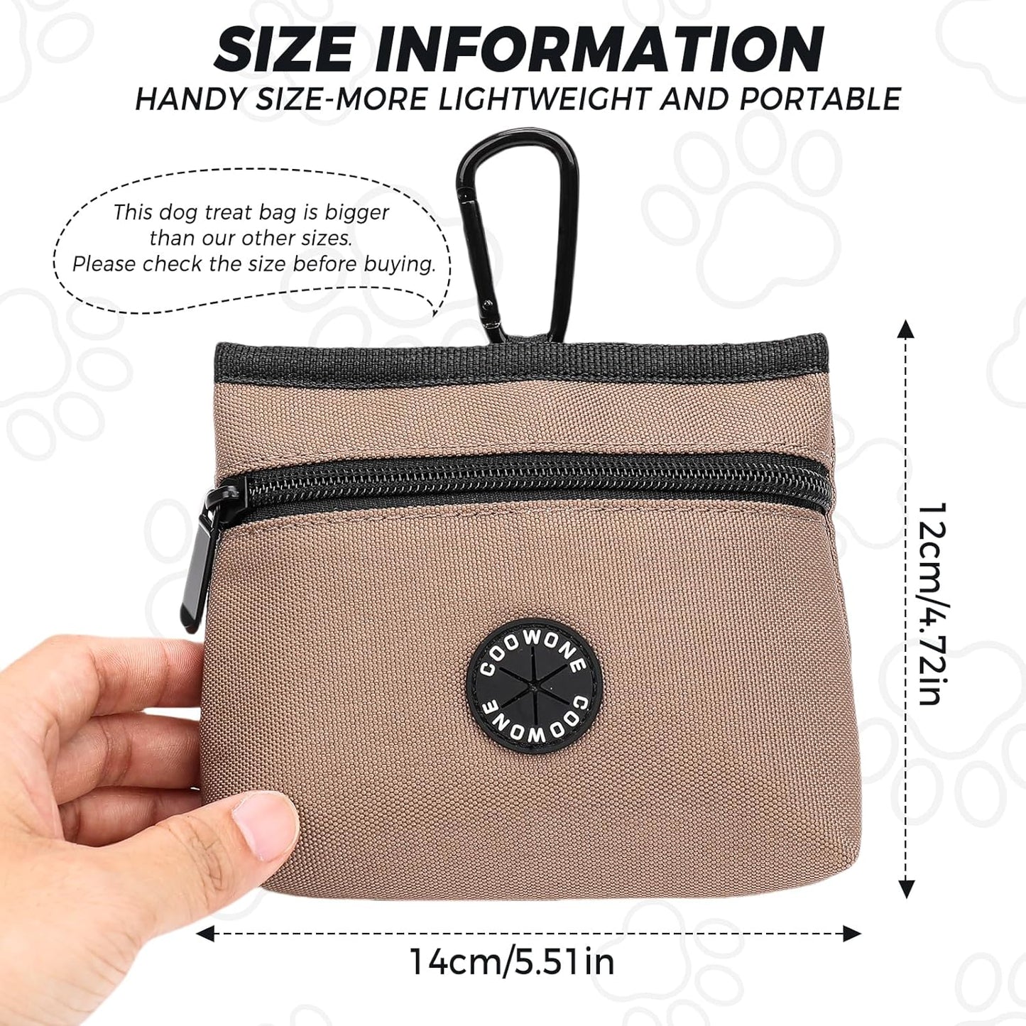 COOWONE Dog Treat Pouch with Pet Training Clicker, Detachable Dog Puppy Training Treat Bag, 900D Oxford Cloth Magnetic Closure Small Dog Walking Bag for Travel or Outdoor Use (Coffee)