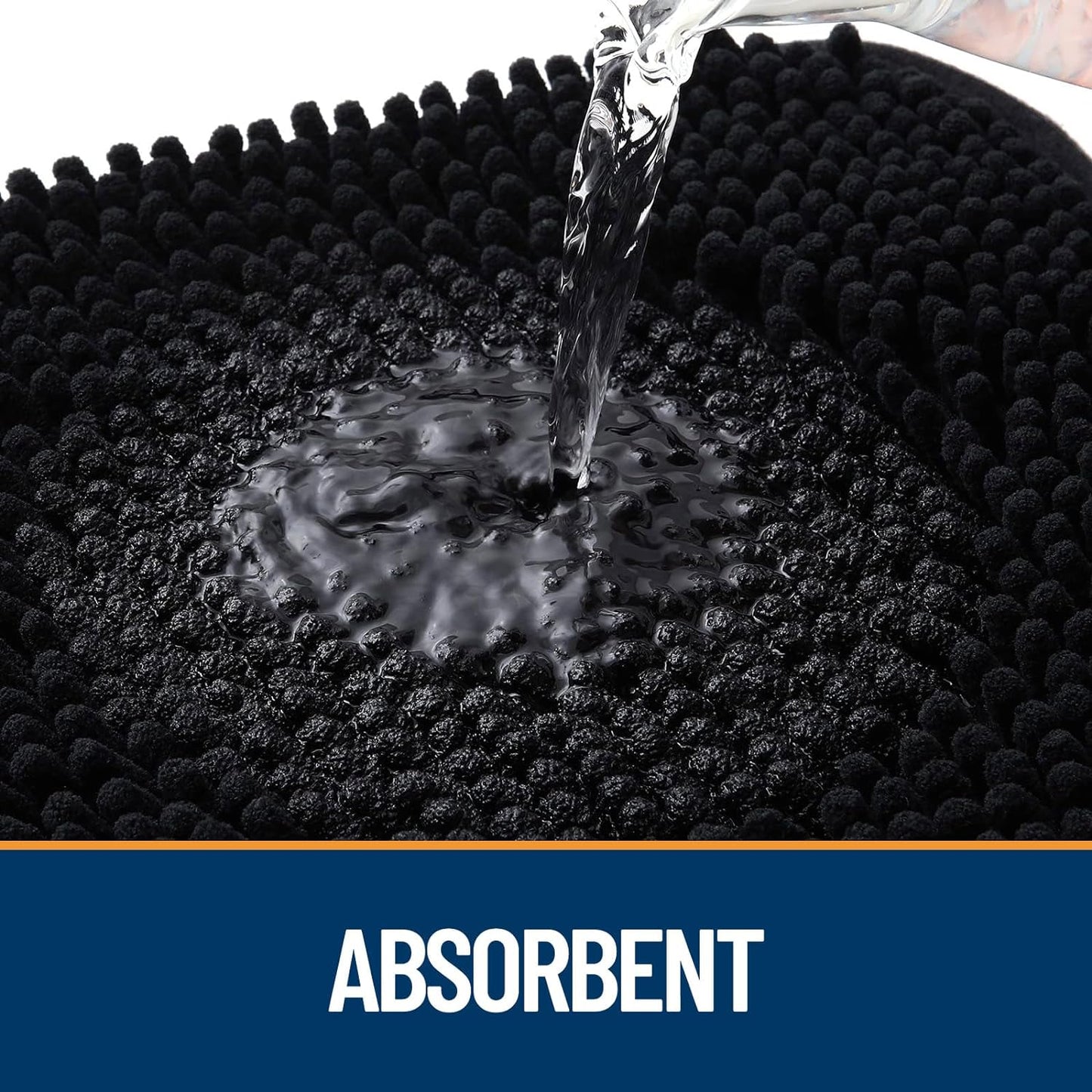 OLANLY Door Mat for Muddy Dog Paws 47x24, Ultra Absorbent Chenille Mud Doormat with Paw Print Design, Non-Slip Washable Doormat for Indoor Entryway, Quick-Dry Pet Bed Mats for Dirty Dogs, Black