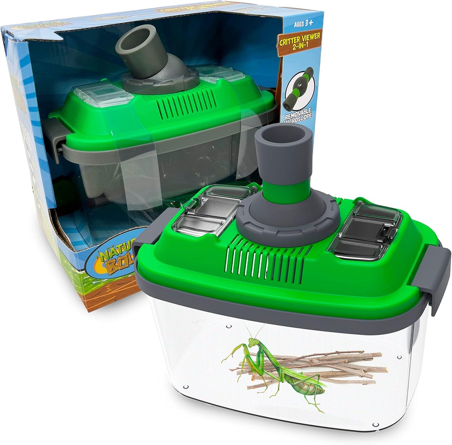 Nature Bound 2-in-1 Habitat with Microscope for Insects and Other Critters, Includes Lid and Removable Portable Microscope