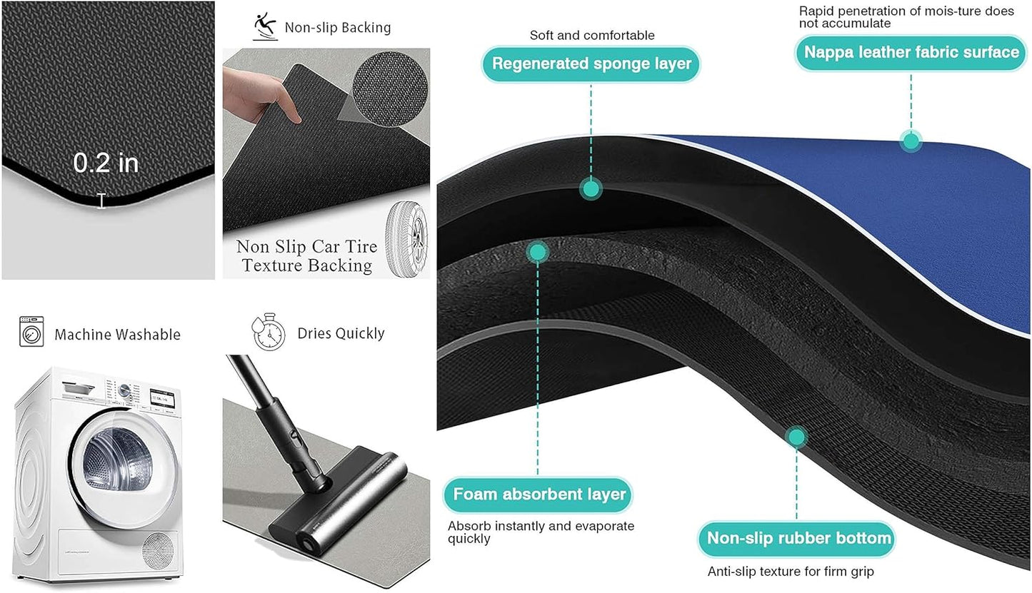 Cat Food Mat for Indoor Cats - No Stains Easy Clean Pet Supplies - Cat Bowls for Indoor Cats (Dark Grey, 19"x9")