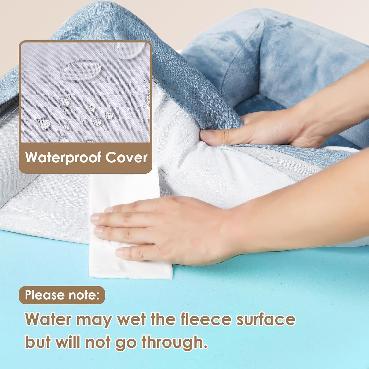 EHEYCIGA Orthopedic Dog Bed for Small Dogs, Waterproof Memory Foam Small Dog Beds with Sides, Non-Slip Bottom and Egg-Crate Foam Medium Pet Couch Bed with Washable Removable Cover, Washed Blue