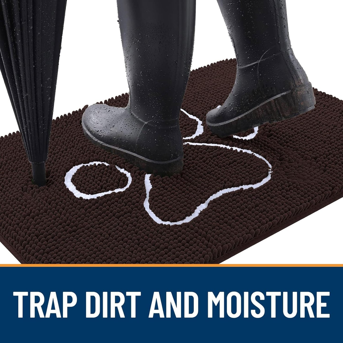 OLANLY Door Mat for Muddy Dog Paws 70x46, Ultra Absorbent Chenille Mud Doormat with Paw Print Design, Non-Slip Washable Doormat for Indoor Entryway, Quick-Dry Pet Bed Mats for Dirty Dogs, Brown