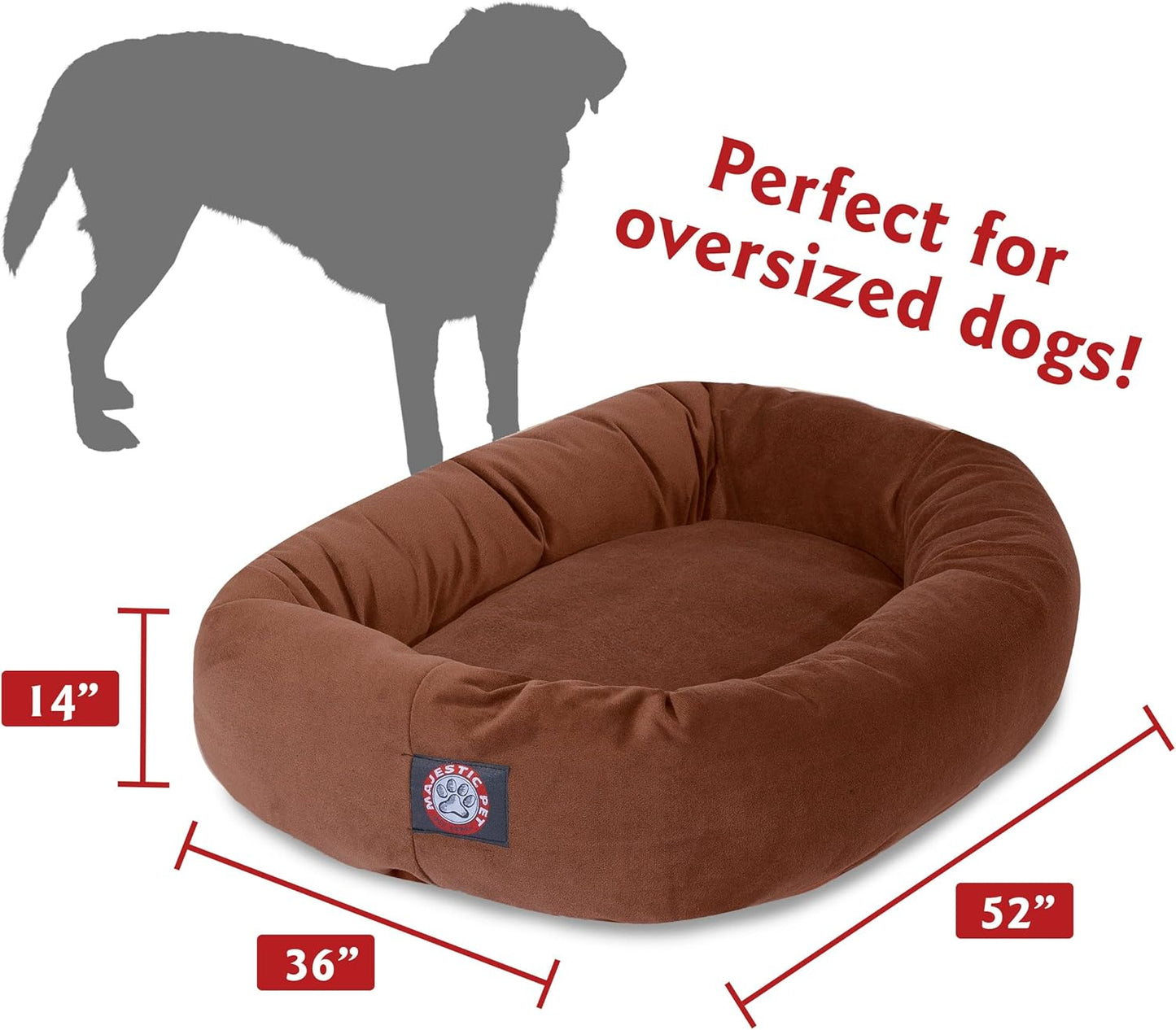 Majestic Pet Villa 40 Inch Shredded Memory Foam Dog Bed for Large Sized Dogs 40x29x9 Inch–Orthopedic Dog Bed with Removable Washable Cover-Washable Large Pet Bed with Head Support-Navy