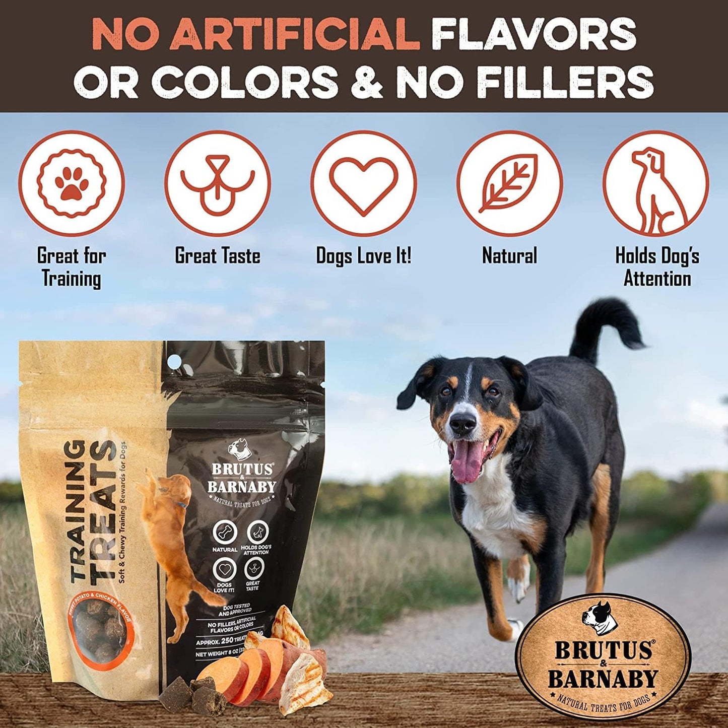 BRUTUS & BARNABY Training Treats for Dogs - Sweet Potato & Chicken - All-Natural Healthy Low Calorie Treat - Great to Use for Rewards in Training Your Puppy Or Dog
