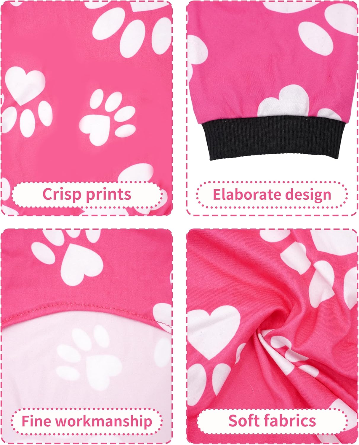 PET SHOW 4 Pack Small Dog Pajamas Girl Doggies Soft Stretchy PJs Paw Floral Puppy Cats Doughnut Ice Cream Onesies Outfits with Sleeve Pets Breathable Summer Clothes Costume S