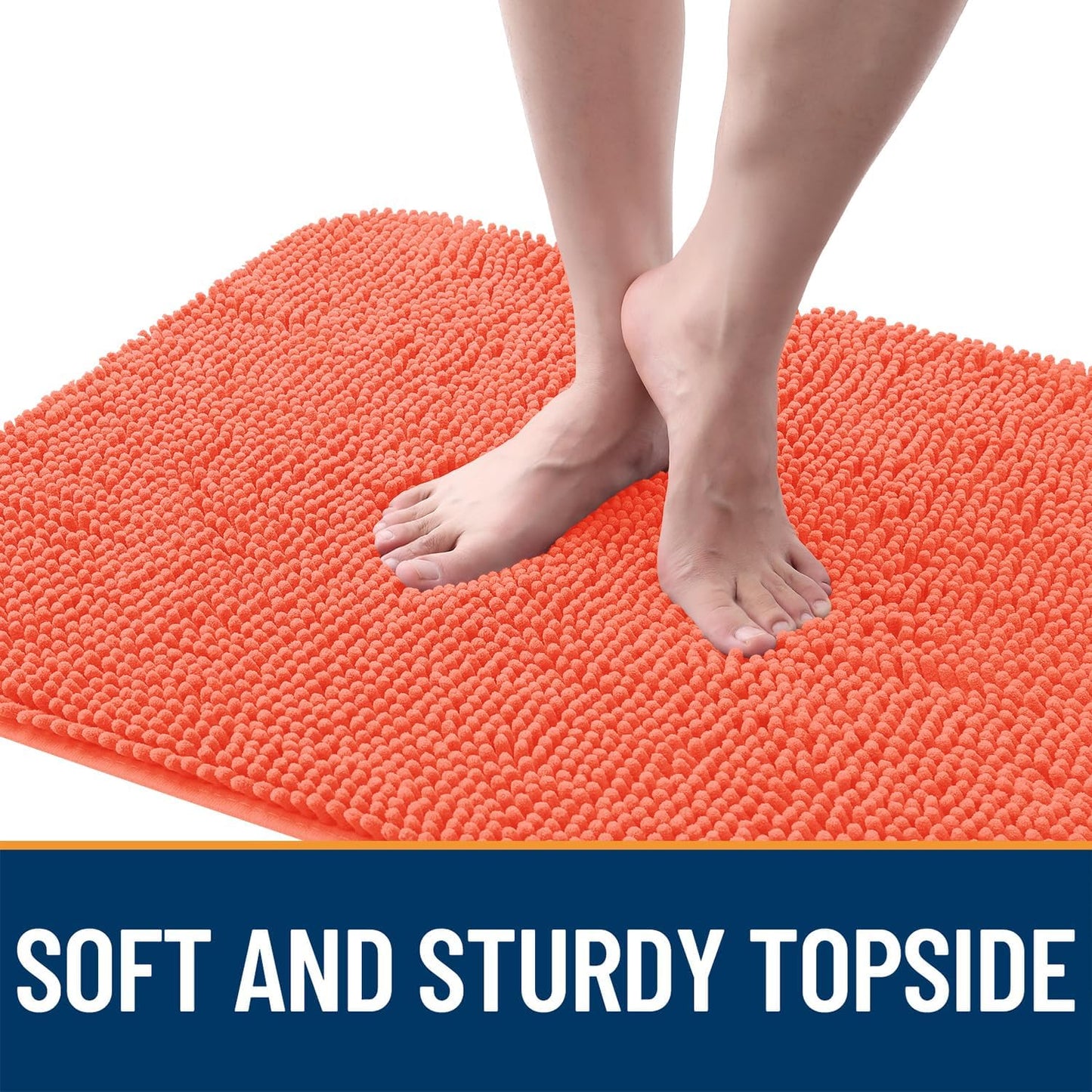 OLANLY Dog Door Mat for Muddy Paws 34x21, Absorbs Moisture and Dirt, Absorbent Non-Slip Washable Doormat, Quick Dry Chenille Mud Mat for Dogs, Entry Indoor Entryway Carpet for Inside Floor, Coral