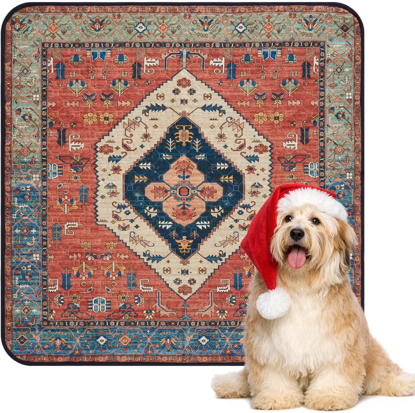 Lahome Extra-Large Washable Dog Pee Pads (72"x72") - Super Absorbent & Waterproof - Leakproof Reusable Mat for Playpens, Beds & Whelping, Convenient Cleanup,Red