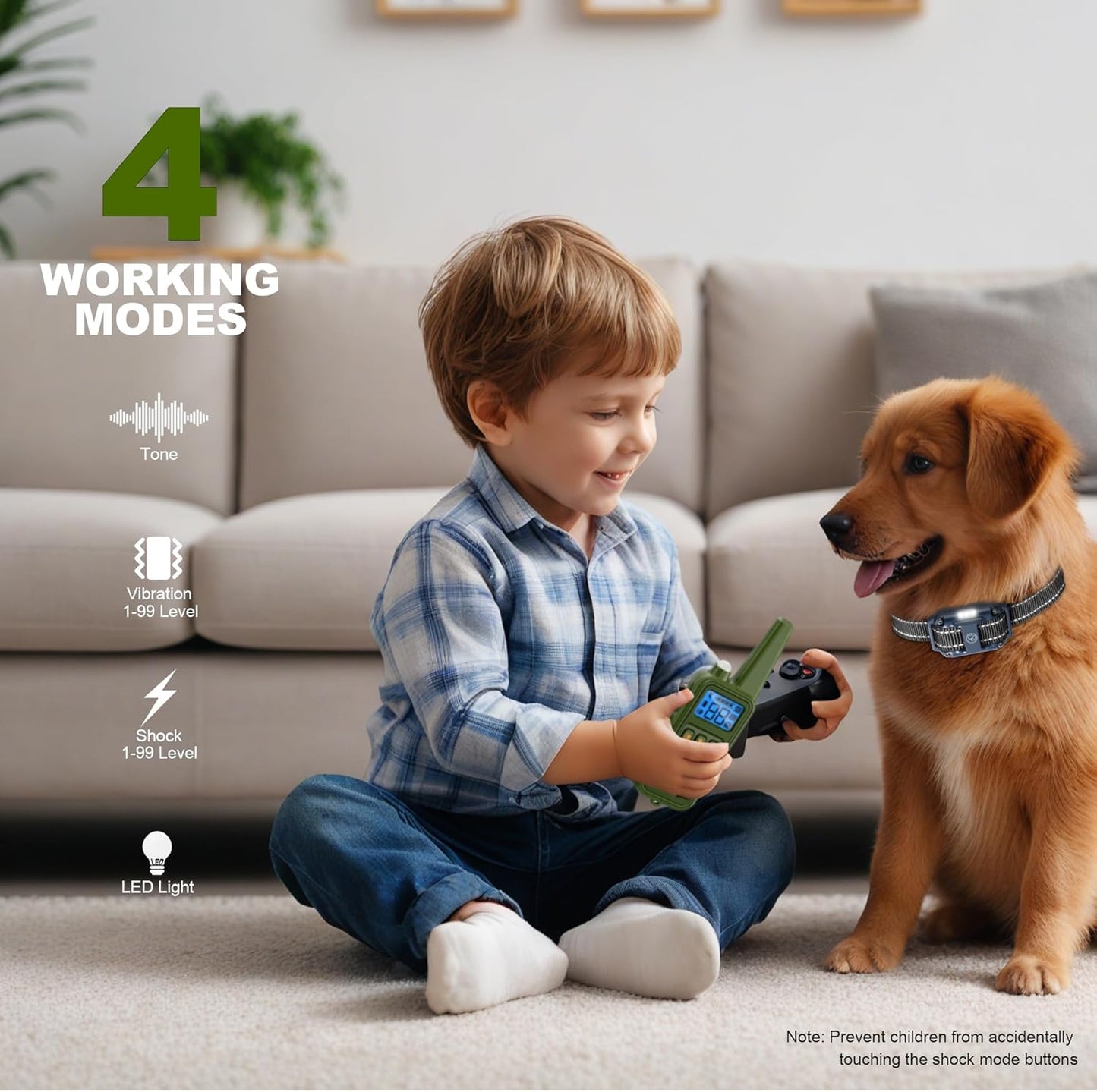 Dog Training Collar with Remote, 2600FT Range, 4 Training Modes Beep, Shake, Safe Shock, LED Light, Rechargeable IPX7 Waterproof for All Breeds Sizes, with Three Receiver Collars for 3 Dogs