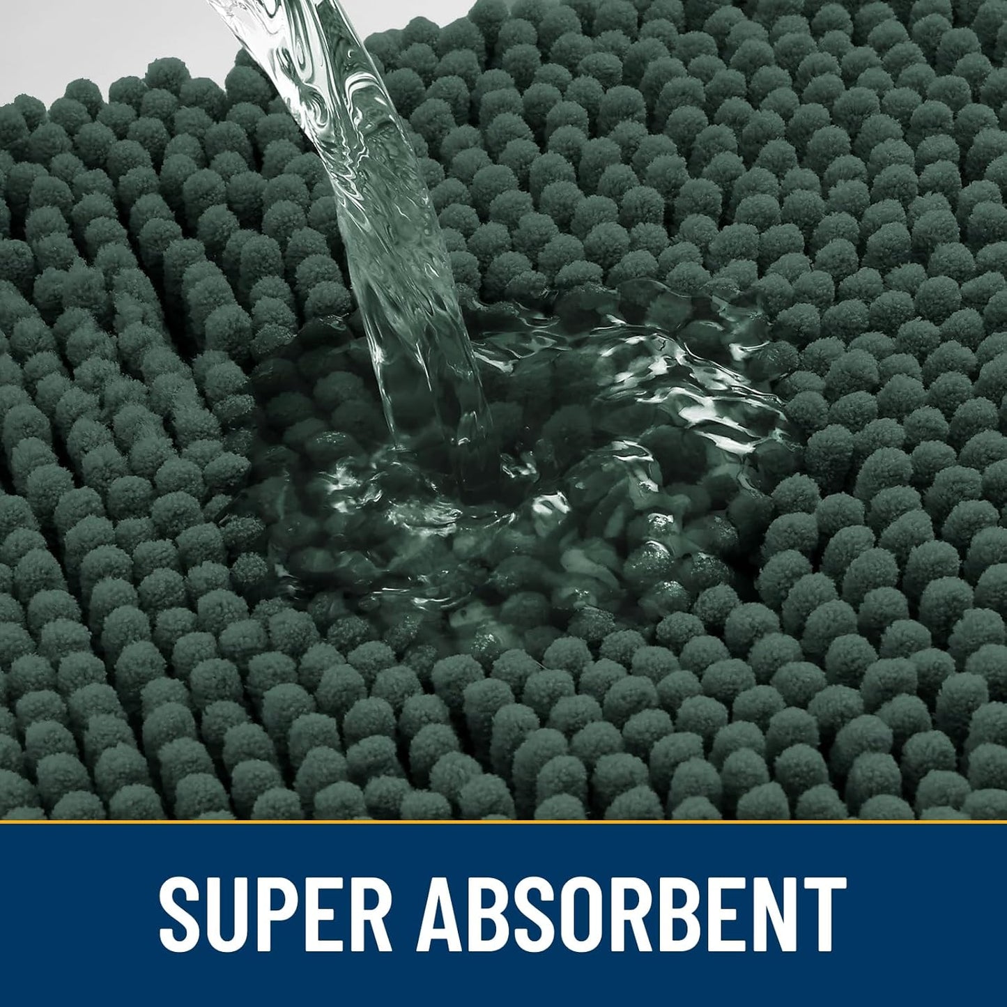 Smiry Dog Door Mat for Muddy Paws 36x24, Absorbs Moisture and Dirt Doormat, Non-Slip Washable Quick Dry Chenille Front Door Mat Indoor Entrance, Entryway Carpet for Inside Floor, Green