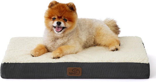 Bedsure Dog Bed for Small Dogs - Orthopedic Flat Puppy Beds with Removable Washable Cover, Egg Crate Foam Pet Mat, Suitable for Pet Up to 20 lbs