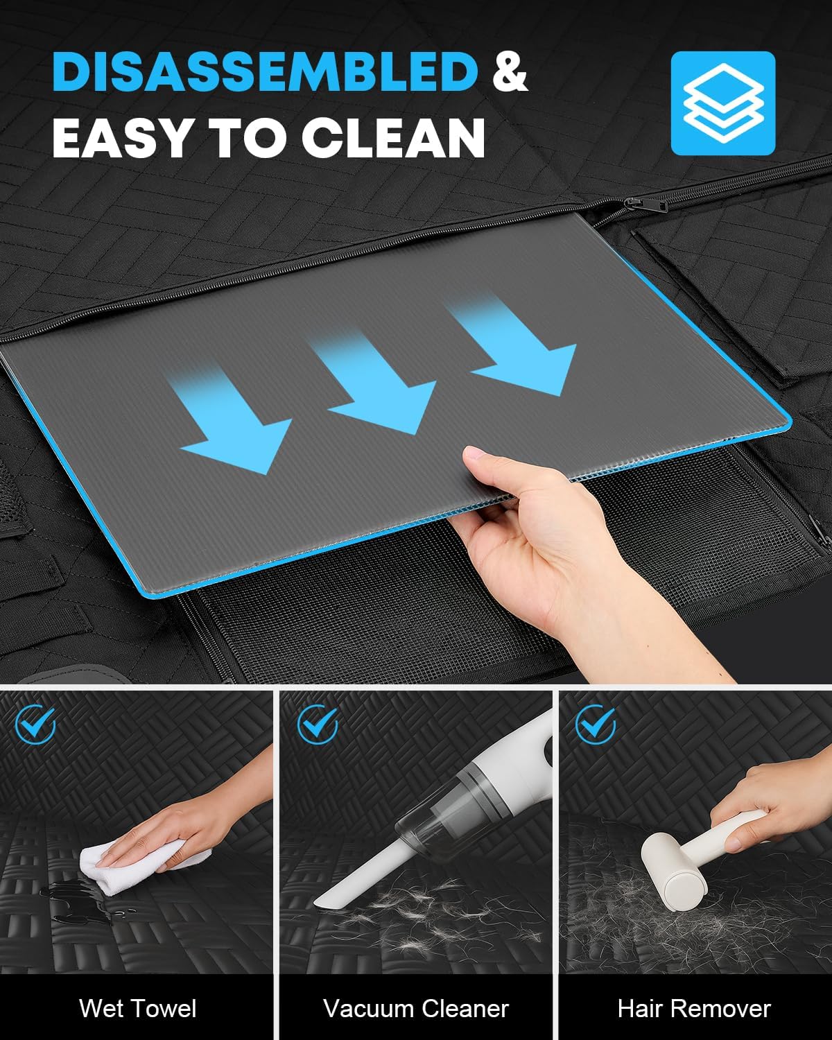 Kohree Dog Car Seat Cover for Back Seat Hard Bottom - Upgraded Reinforced PP Broads, Heavy Duty 900D Oxford Fabric, Nonslip Anti-Scratch Pet Car Seat Cover Dogs Extender Hammock for Car Truck SUV