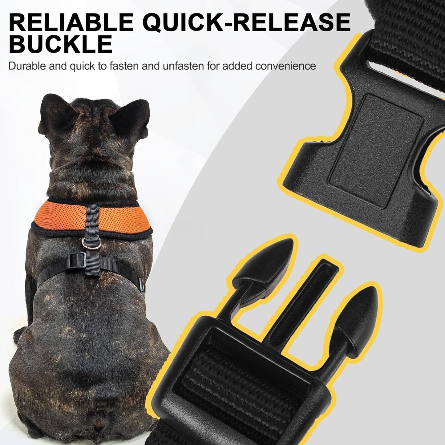 BINGPET No Pull Dog Harness, Soft Mesh Breathable All Weather Vest, Safety Protection Design, Durable Adjustable Step-in Easy Walk Dog Harness for Large Dogs (Orange, L)