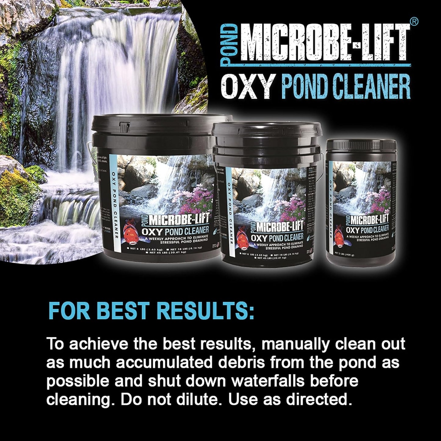 MICROBE-LIFT OPCSM Oxy Pond Cleaner Treatment for Ponds, Fountains, and Water Gardens, Deep Cleans Light to Heavy Debris on Rocks, Waterfalls, and Planters, 2 Pounds
