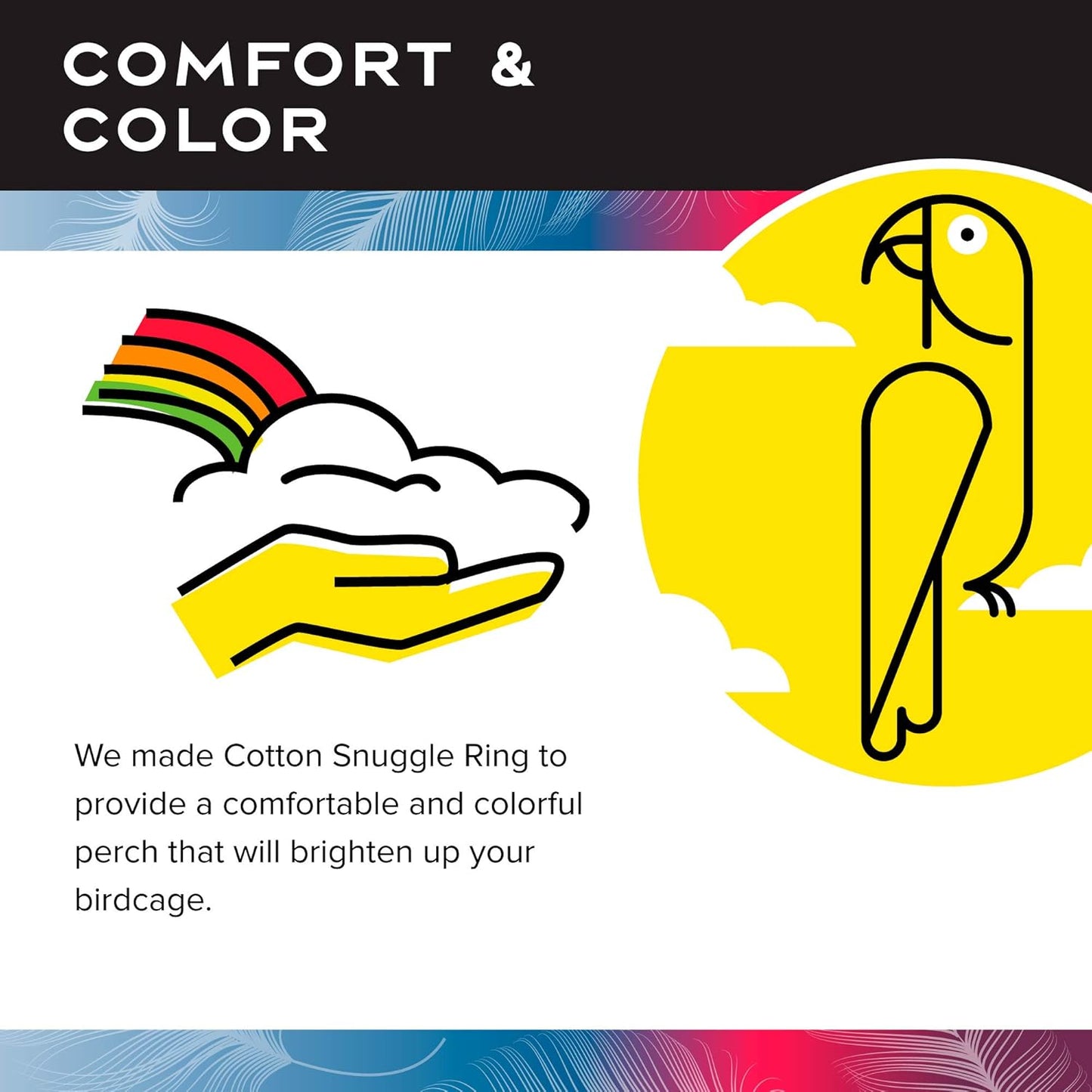 Featherland Paradise Cotton Snuggle Ring Bird Toy, Bird Perch, Large Bird Toys, for Parrots, Cockatoos, Macaws, Large Birds