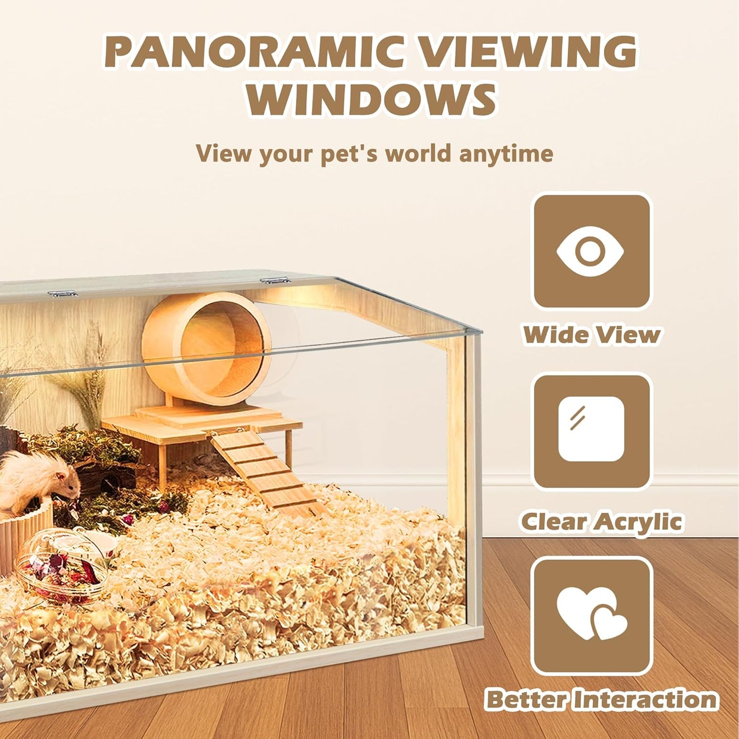 Prolee Hamster Cage Chewproof, Large Hamster Cage Guinea Pig Cages Openable Top with Acrylic Sheets Solid Built, 24"