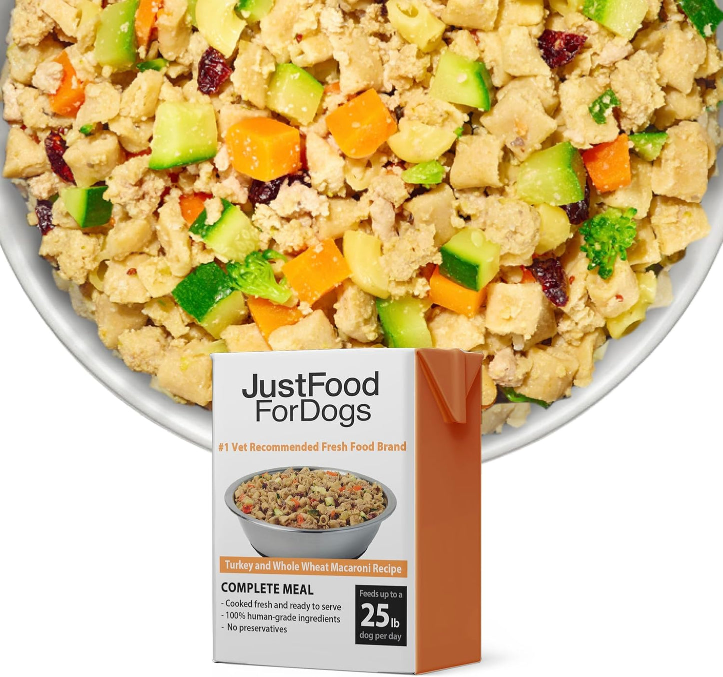 JustFoodForDogs Pantry Fresh Wet Dog Food Complete Meal or Dog Food Topper, Turkey & Whole Wheat Macaroni Human Grade Dog Food Recipe - 12.5 oz (Pack of 12)