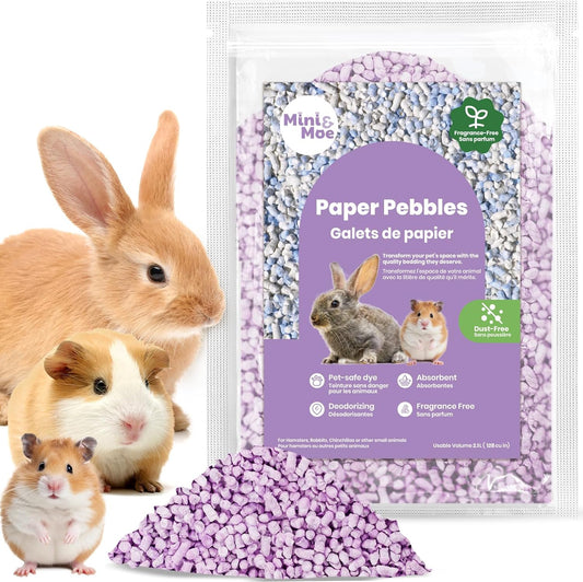 mini&moe Rabbit Litter Paper Pellet Bedding: Hamster Bedding Odor Control & Moisture Absorbent Natural Paper Pellet Bedding - for Small Animal Guinea Pigs,Rabbits Bedding 1.98lb