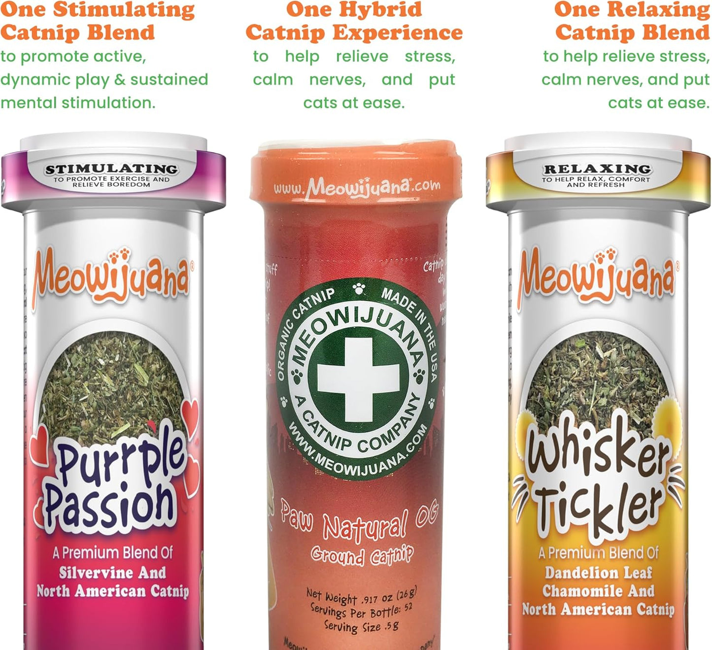 Meowijuana Purrple Passion Cat Nip - Premium Organic Blend of Catnip for Cats & Silvervine, Stimulates Playful Behavior, 26g, Natural Wellness Gift for Cat Lovers